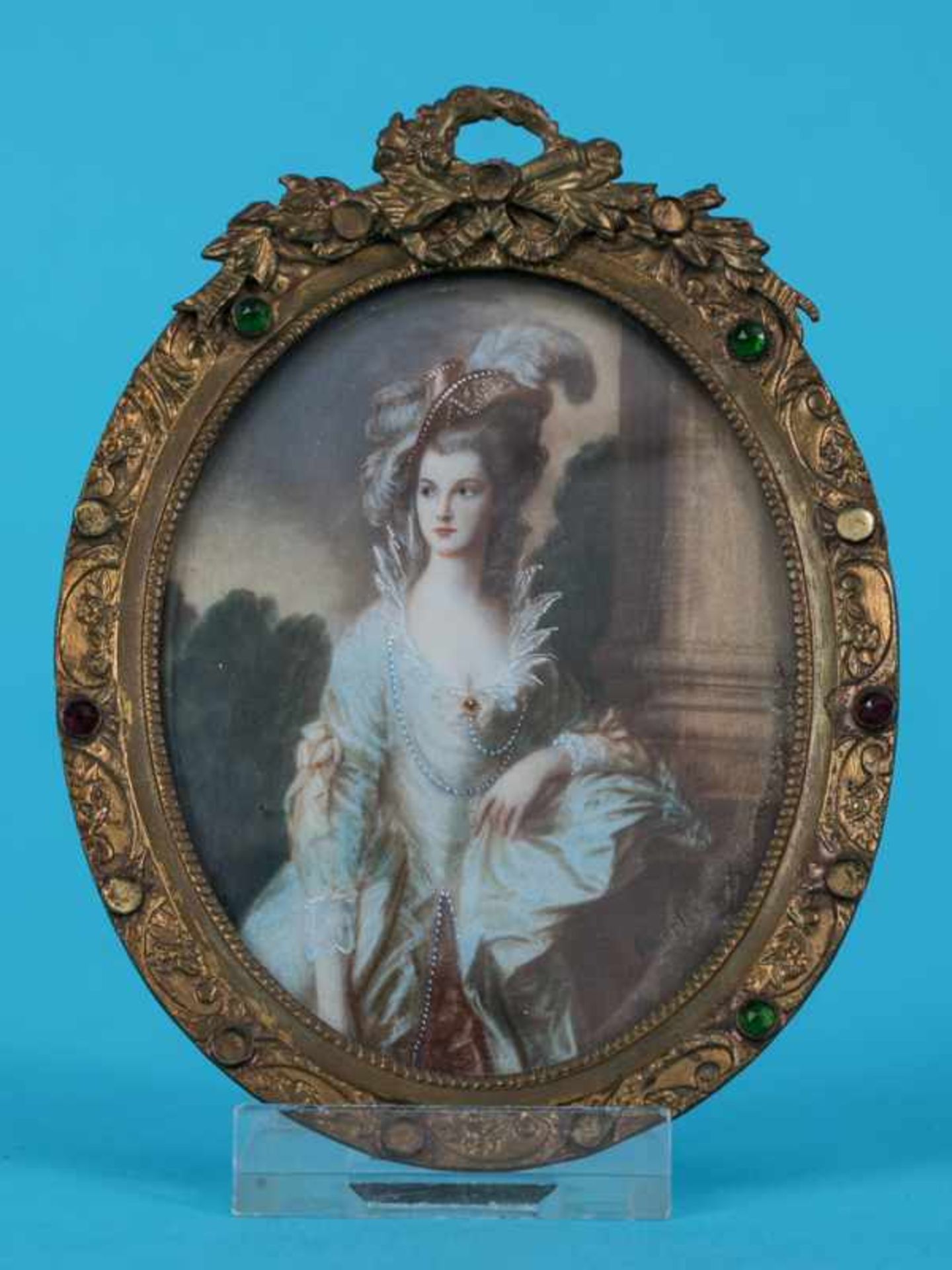 Miniatur-Damenportrait nach Gemälde von Thomas Gainsborough ("The Honourable Mrs Graham"), 2. Hälfte