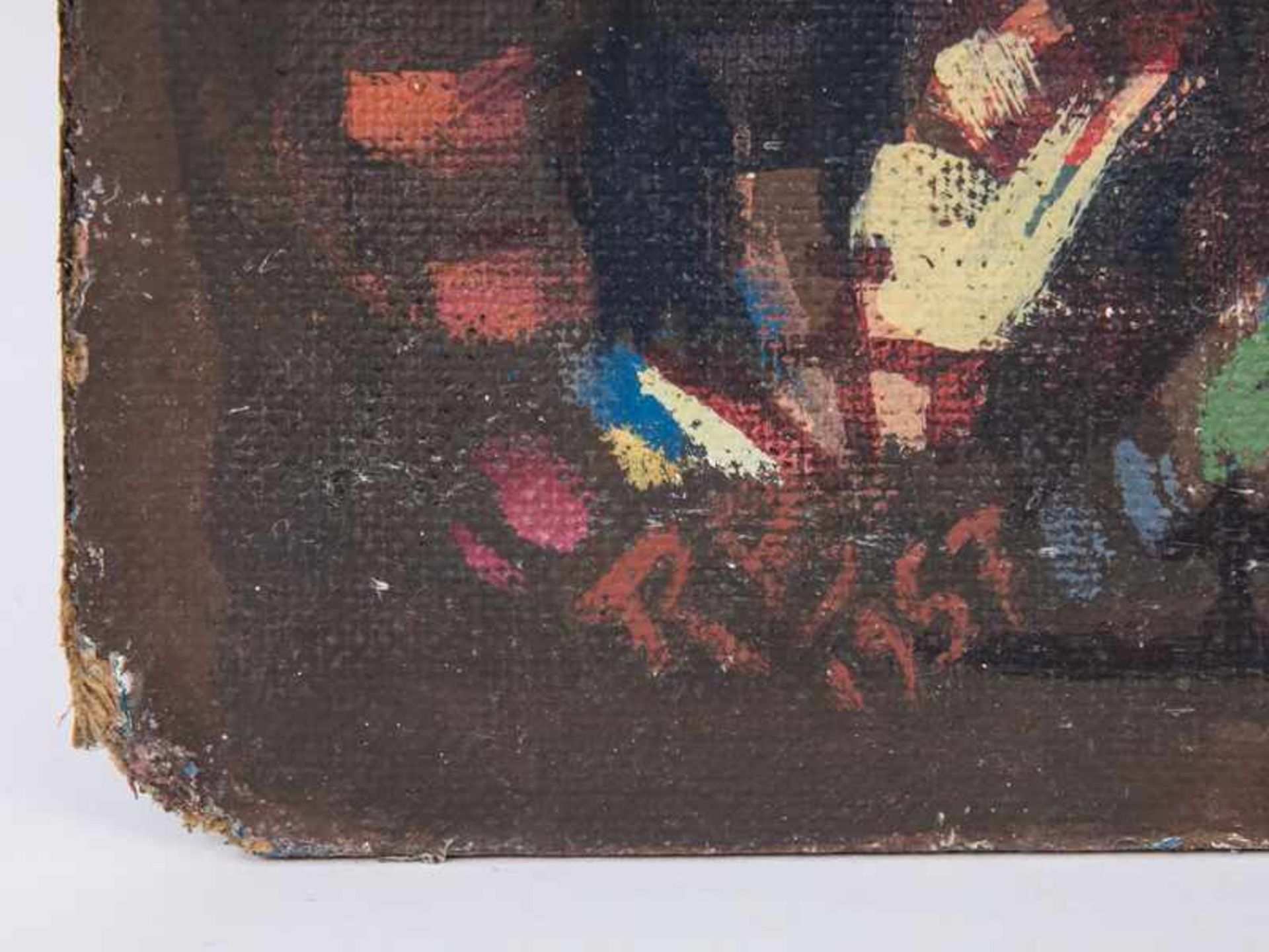 Behrend, Rudolf (1895 - 1979). 3 verschiedene abstrakte Gemälde, 1955 - 1957, Öl auf Presskarton; 1) - Bild 9 aus 15
