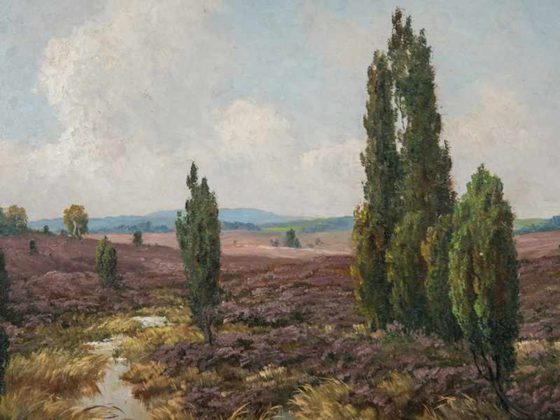 Gundlach, Henry (1884 - 1965). Öl auf Hartfaser, "Lüneburger Heide", hügelige weite - Image 2 of 4