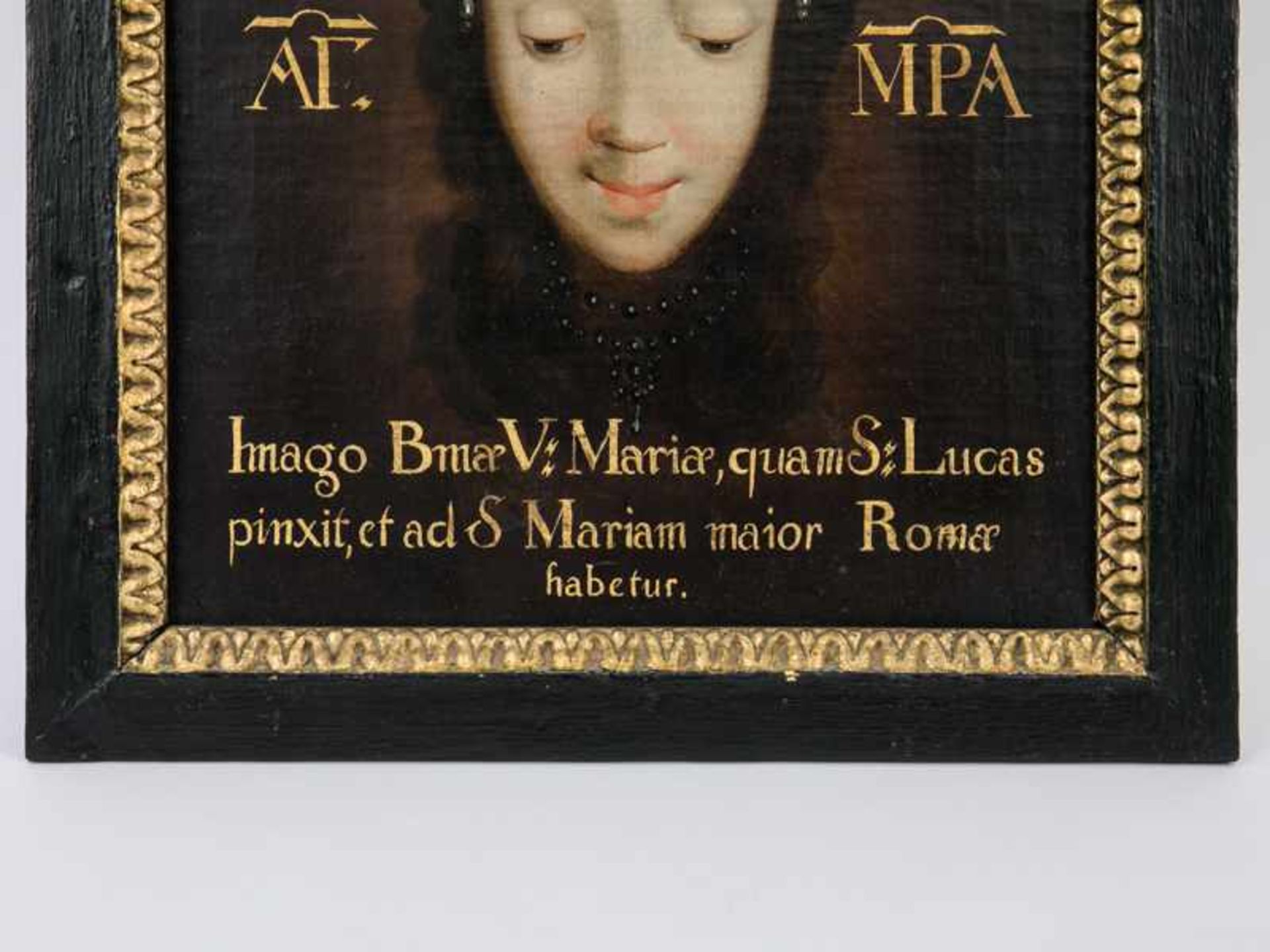 (Votiv-)Maler des 18. Jhdts. Öl auf Leinwand (doubliert), "Andachtsbild der Heiligen Jungfrau - Bild 3 aus 4