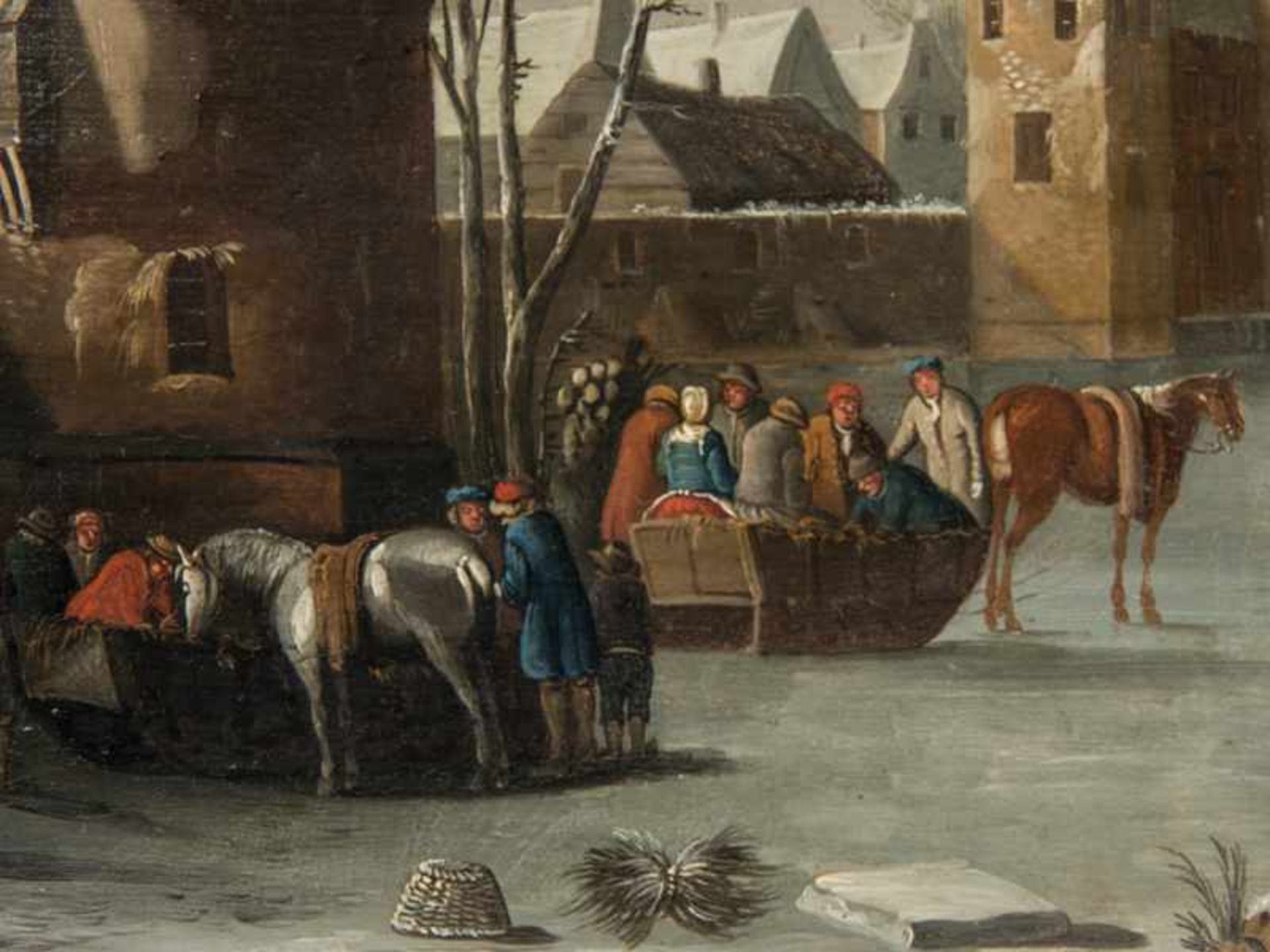 Holländischer Landschaftsmaler des 19. Jh. (im Stil des 17. Jh.). Öl auf Holz, verso mit - Bild 3 aus 4