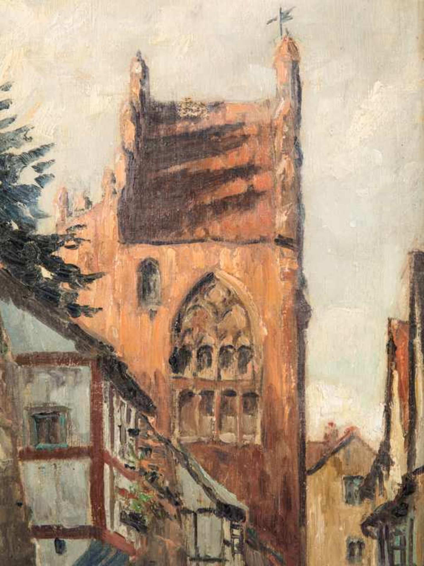 Lehmann-Brauns, Paul (1885 - 1970). Öl auf Leinwand, "Stadtmauer in Neubrandenburg", 1936; - Bild 5 aus 6