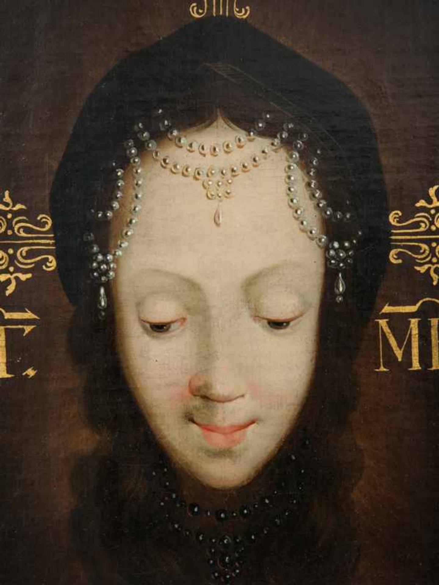 (Votiv-)Maler des 18. Jhdts. Öl auf Leinwand (doubliert), "Andachtsbild der Heiligen Jungfrau - Bild 2 aus 4