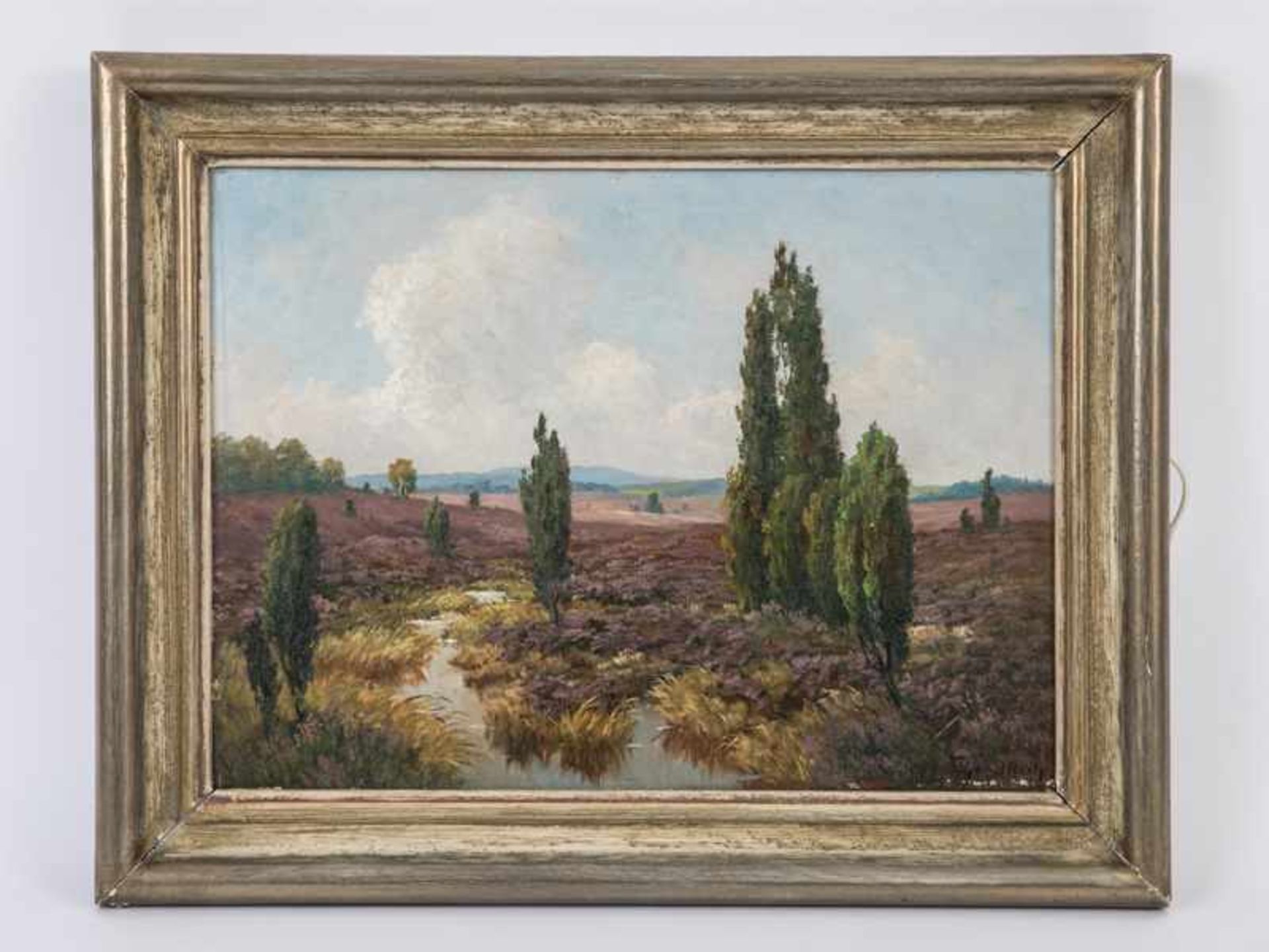 Gundlach, Henry (1884 - 1965). Öl auf Hartfaser, "Lüneburger Heide", hügelige weite