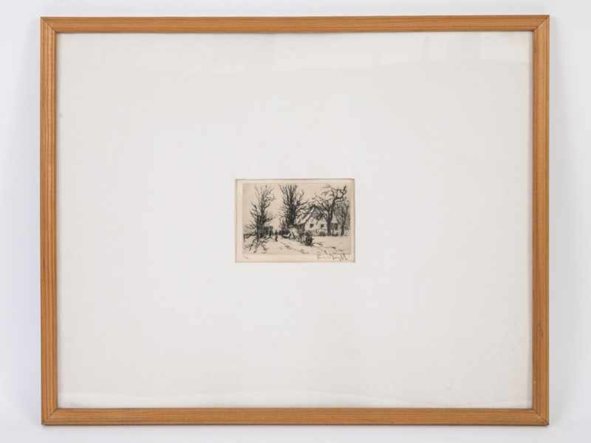Bögel, Oskar (1871 - 1964). 2 Radierungen + 1 Künstlerpostkarte mit Offsetdruck; 1) "Es regnet!" ( - Image 5 of 11