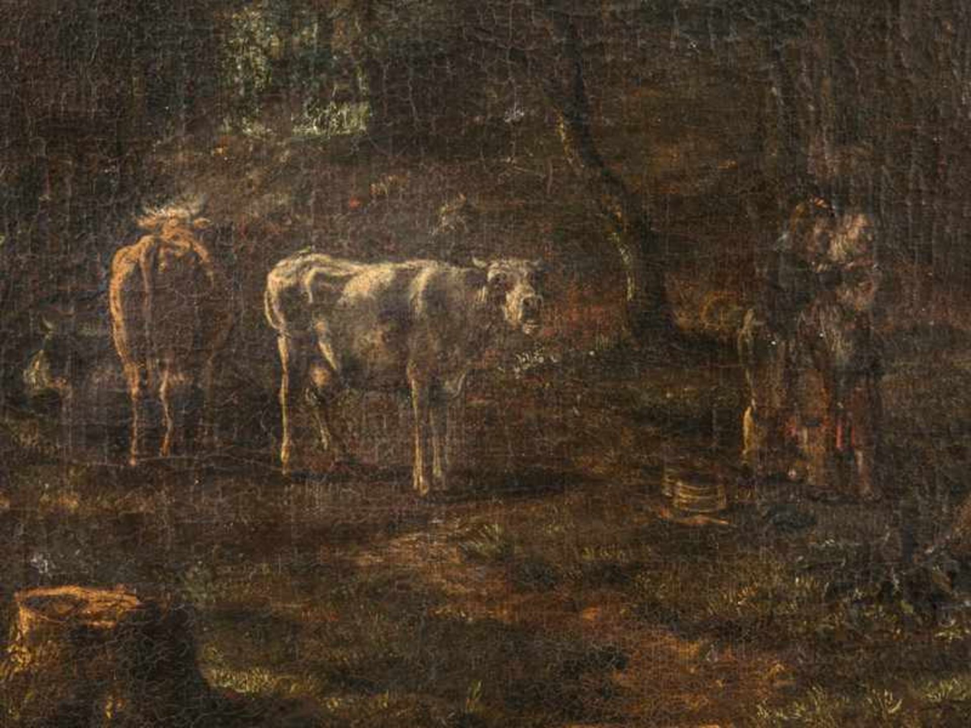 Niederländischer Landschaftsmaler des 17./18. Jh. Öl auf Leinwand (doubliert), "Landschaft am - Bild 2 aus 6