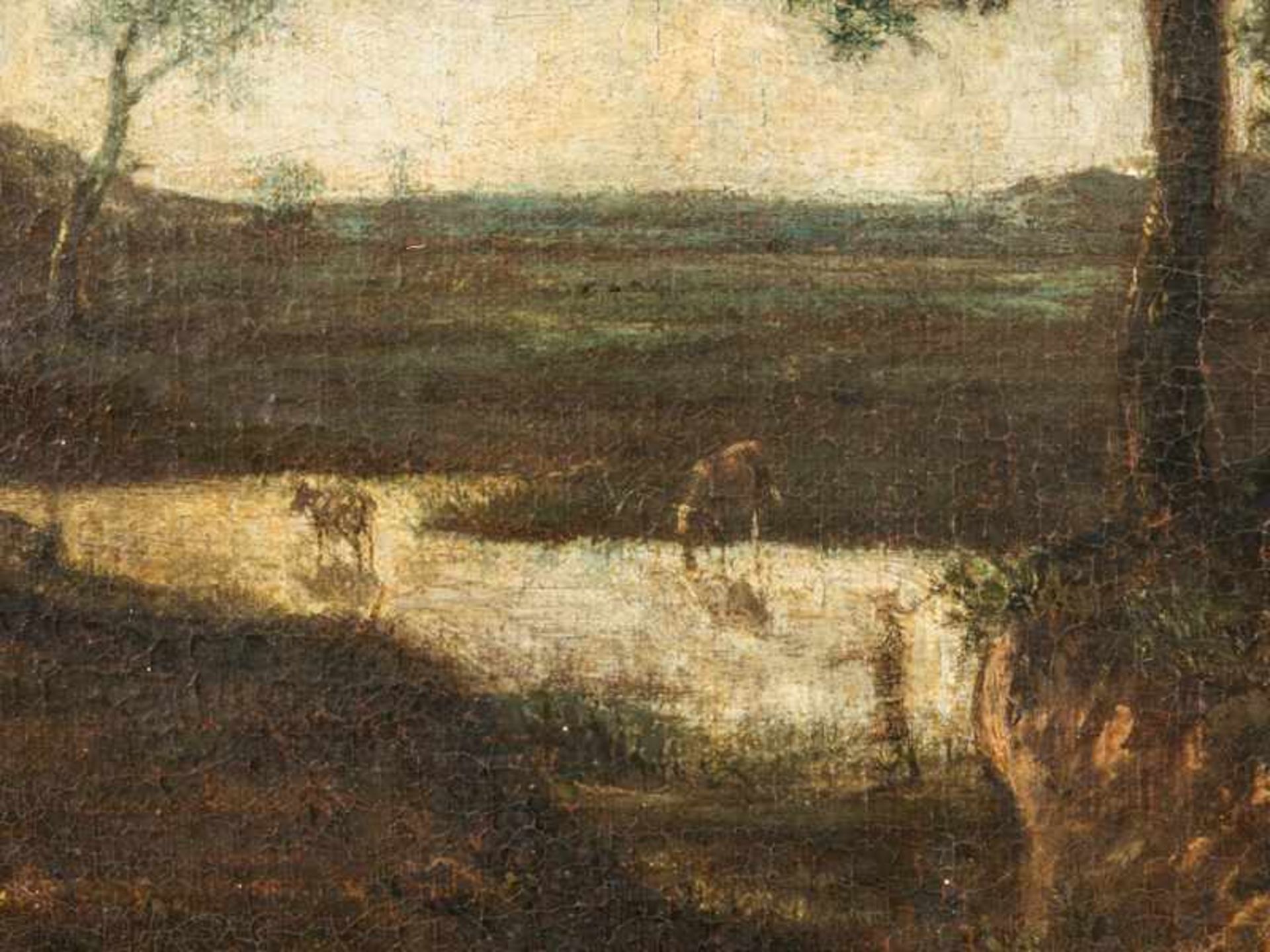 Niederländischer Landschaftsmaler des 17./18. Jh. Öl auf Leinwand (doubliert), "Landschaft am - Bild 3 aus 6