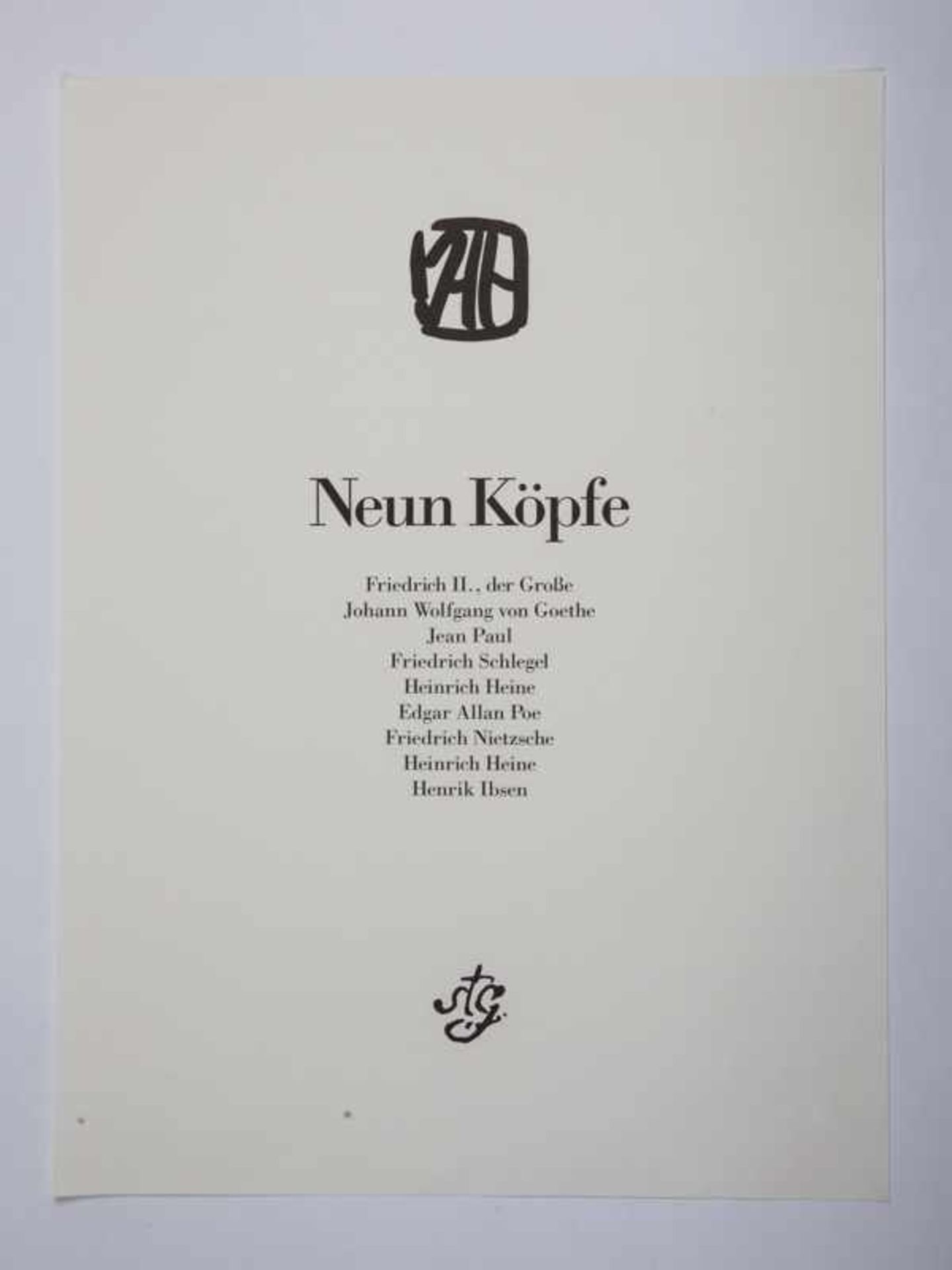 Janssen, Horst (1929 - 1995). Mappenwerk "Neun Köpfe" mit 9 signierten Farb-Offsetdrucken nach - Image 2 of 13
