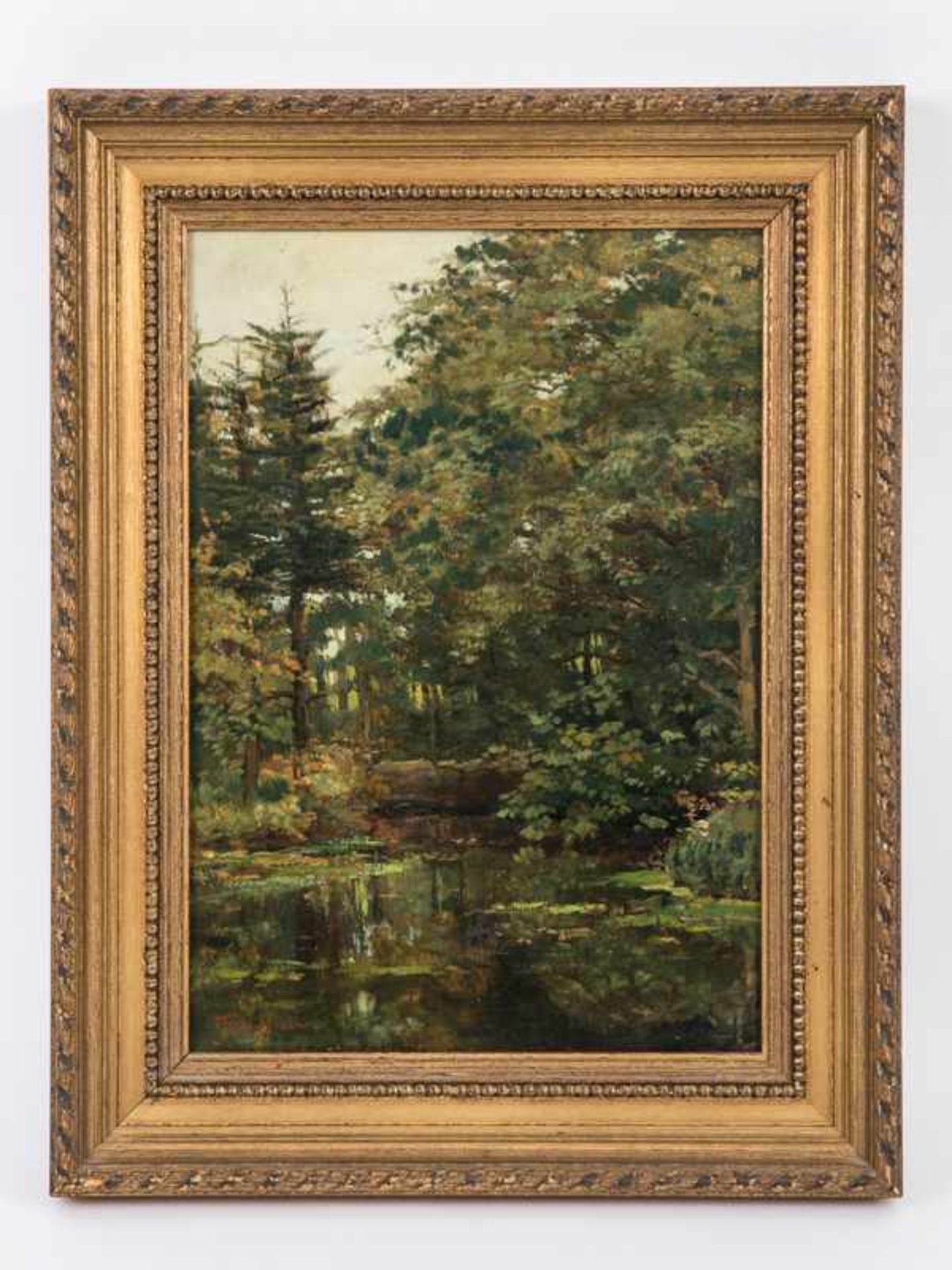 Mondriaan, Frits (1853 - 1932). Öl auf Leinwand, "Waldsee"; ein für den niederländischen Künstler