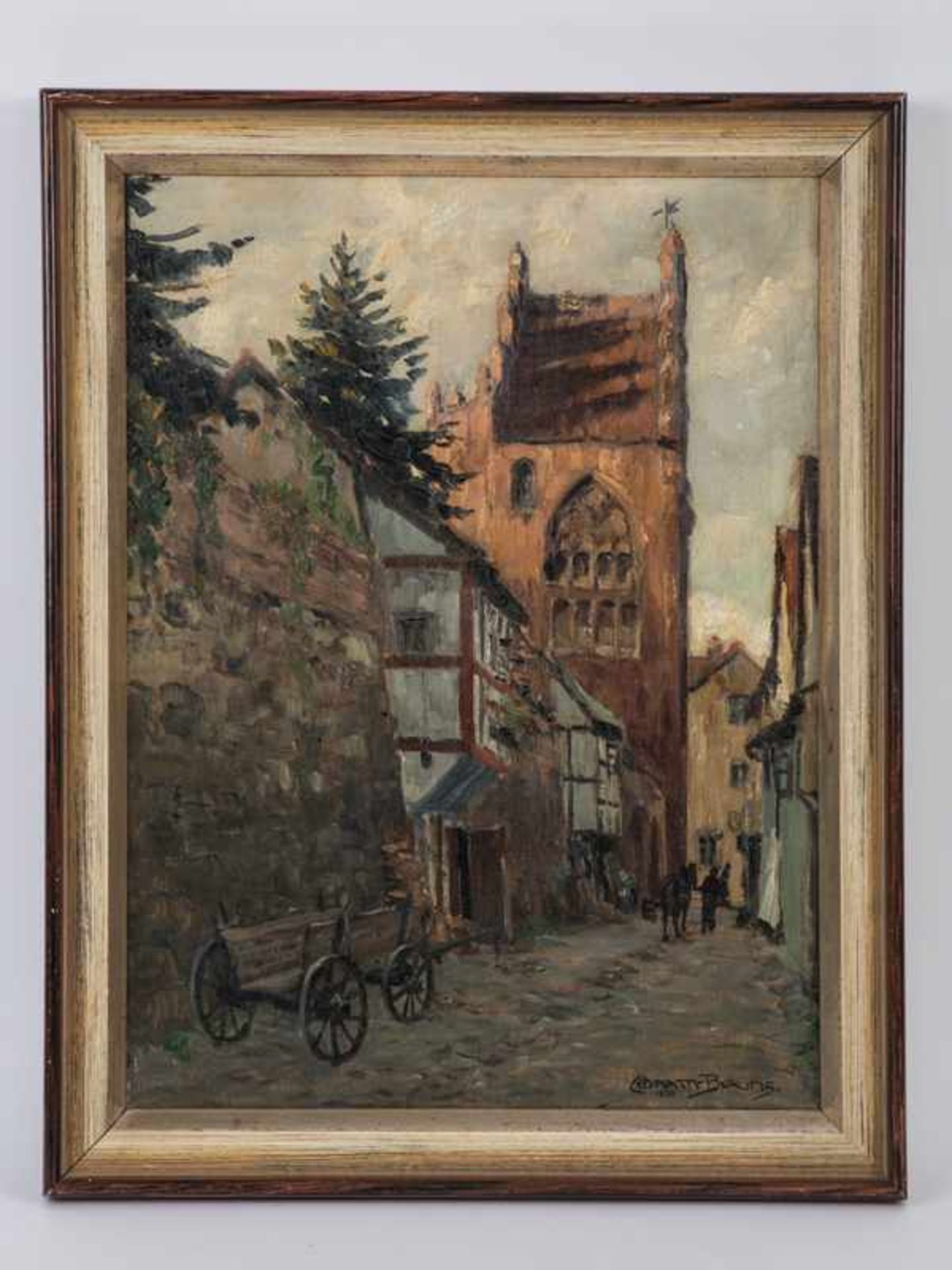 Lehmann-Brauns, Paul (1885 - 1970). Öl auf Leinwand, "Stadtmauer in Neubrandenburg", 1936;