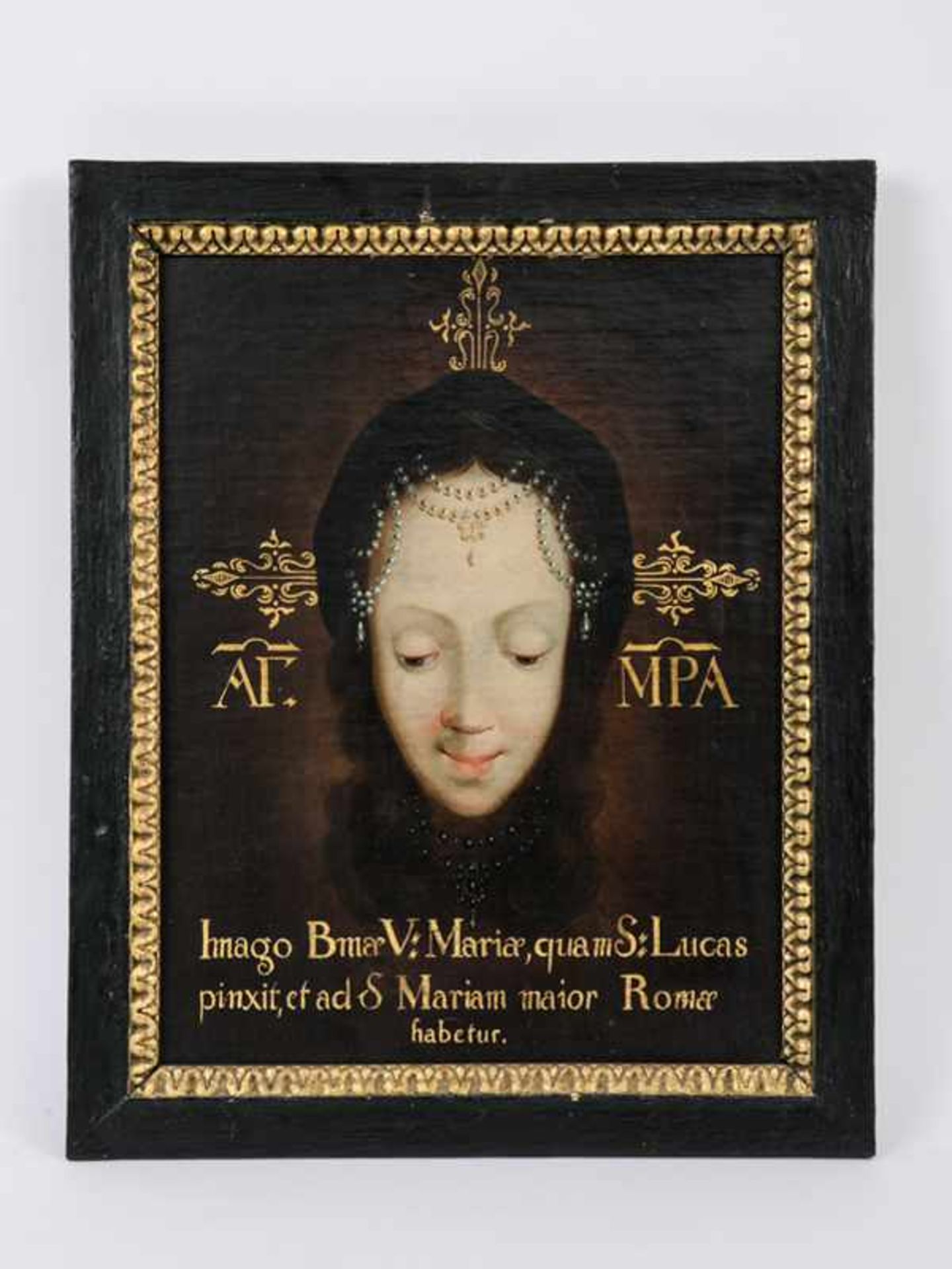 (Votiv-)Maler des 18. Jhdts. Öl auf Leinwand (doubliert), "Andachtsbild der Heiligen Jungfrau