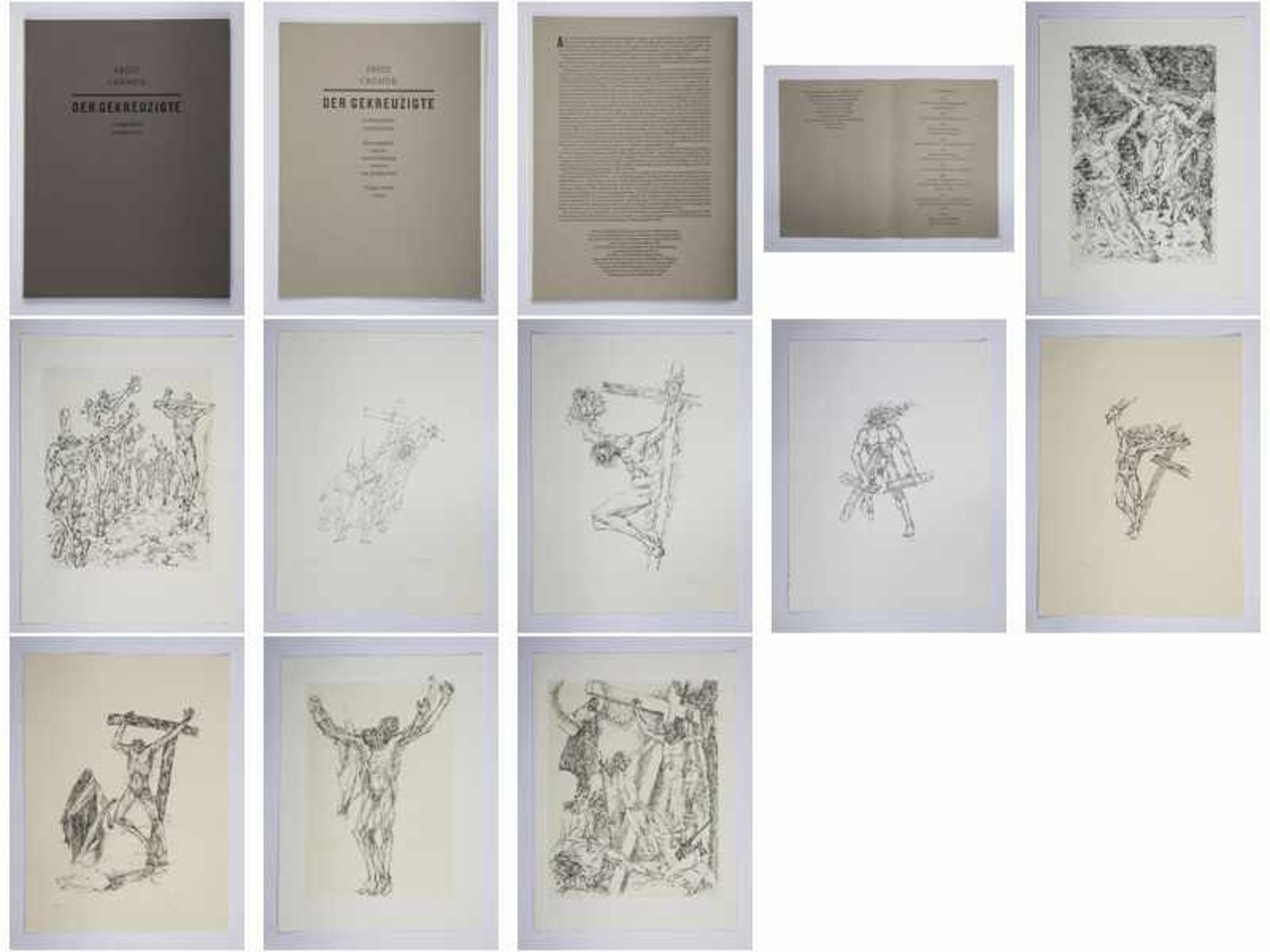 Cremer, Fritz (1906 - 1993). 9 Lithographien zum Motivkreis "Der Gekreuzigte", 1974 - 1986, 9
