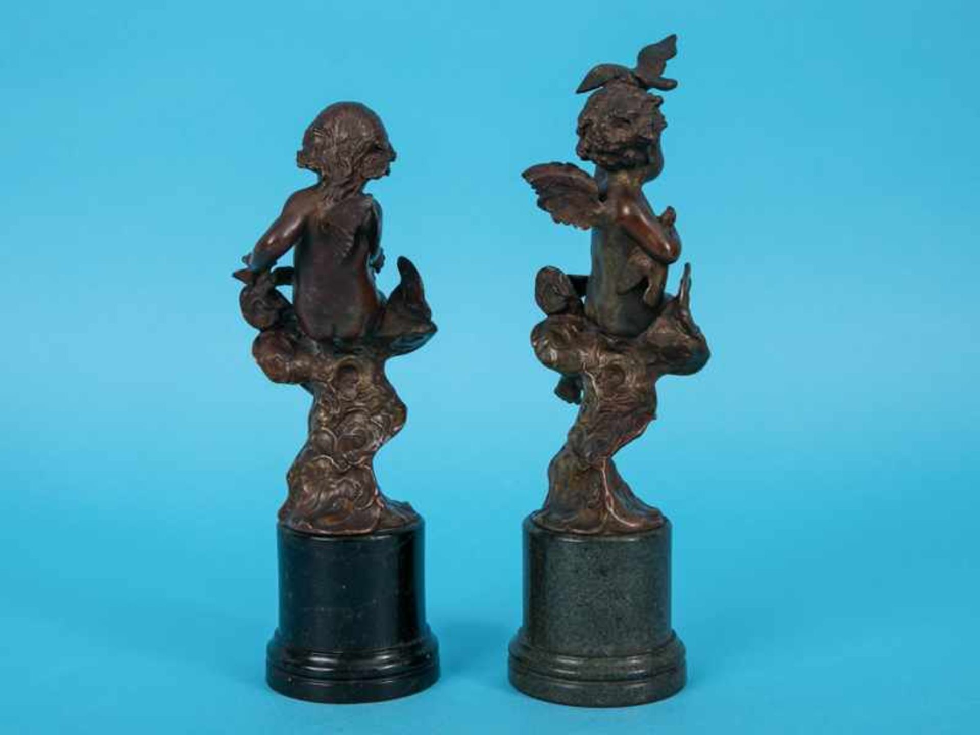 Iffland, Franz (1862 - 1935). Paar Putti-/Amoretten-Figurenplastiken, Bronze, goldbraunfarbig - Bild 10 aus 12