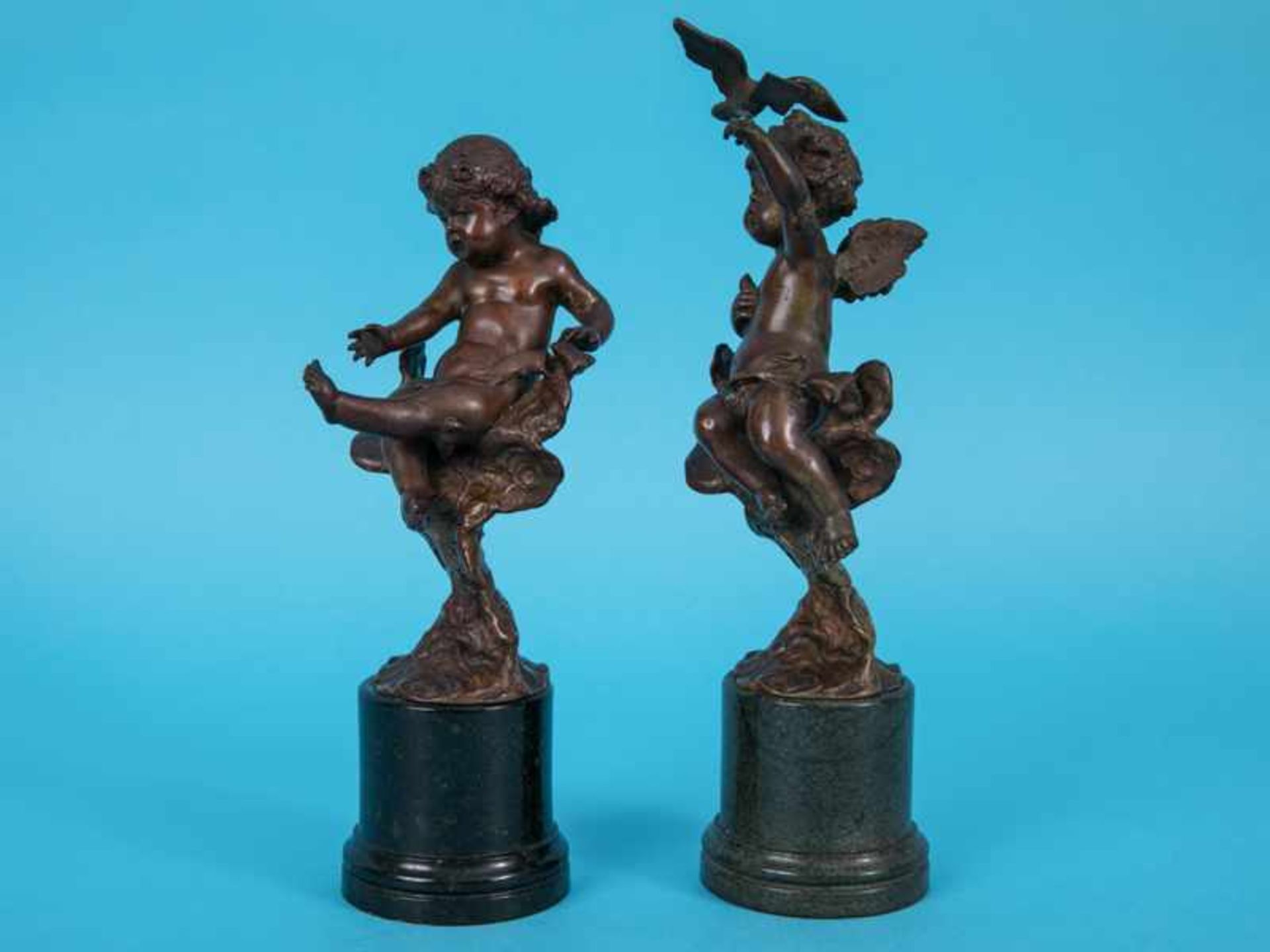 Iffland, Franz (1862 - 1935). Paar Putti-/Amoretten-Figurenplastiken, Bronze, goldbraunfarbig - Bild 7 aus 12