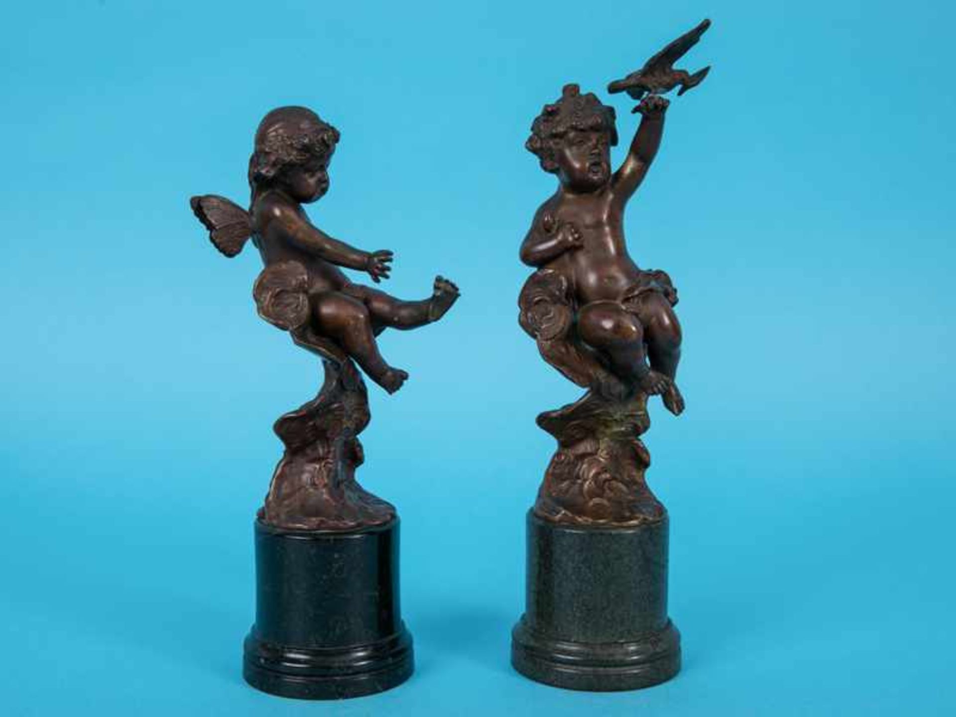 Iffland, Franz (1862 - 1935). Paar Putti-/Amoretten-Figurenplastiken, Bronze, goldbraunfarbig - Bild 12 aus 12