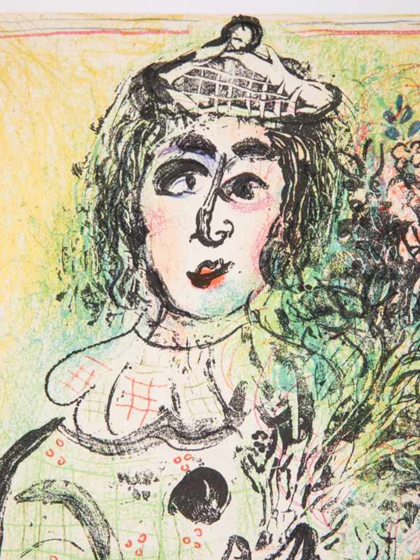 Chagall, Marc (1887 - 1985). Farblithographie, "Blumengeschmückter Clown", unsigniert; verlegt bei - Image 2 of 4
