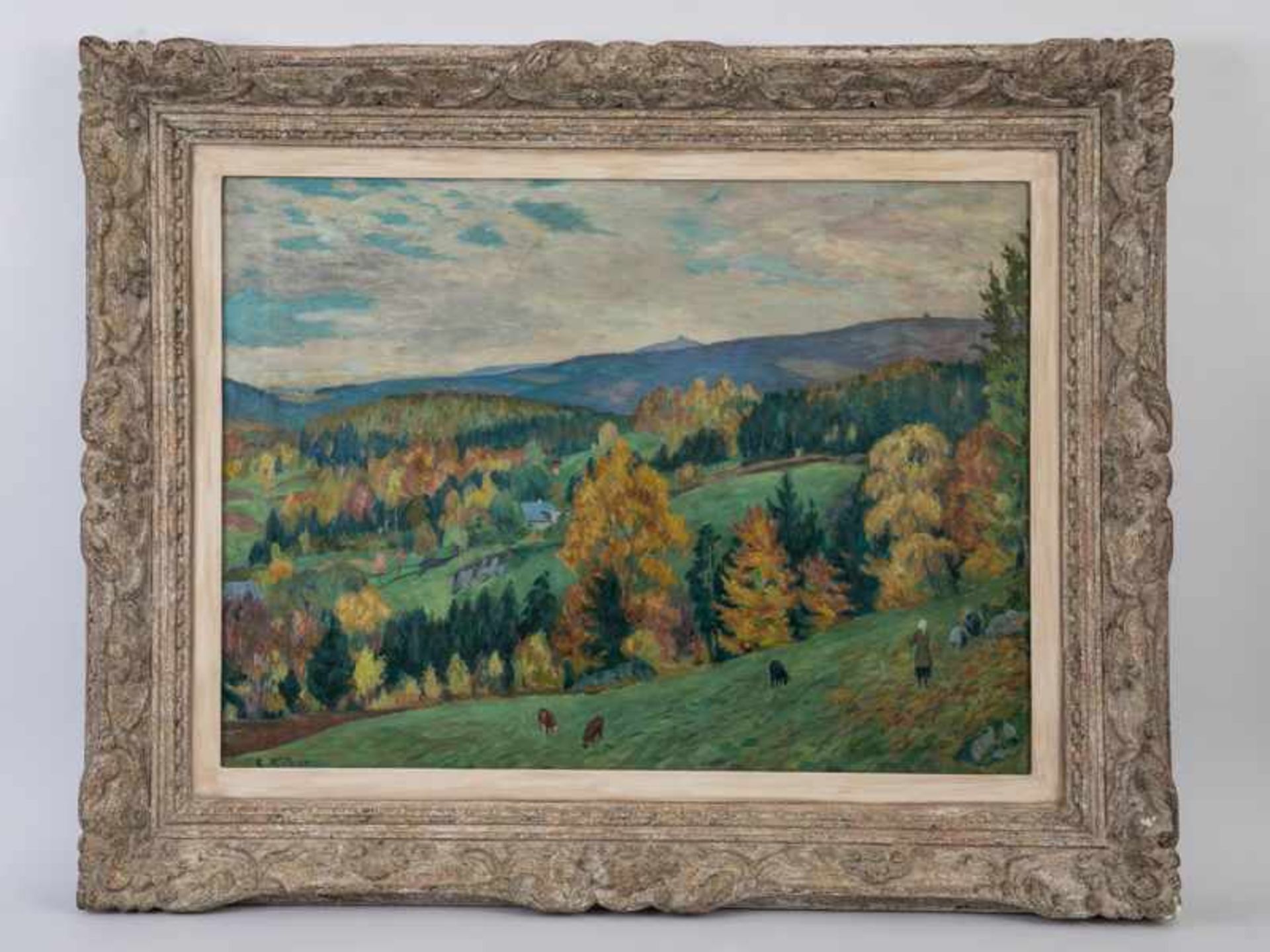 Eitner, Ernst (1867 - 1955). Öl auf Leinwand, "Herbst im Riesengebirge", spätimpressionistische