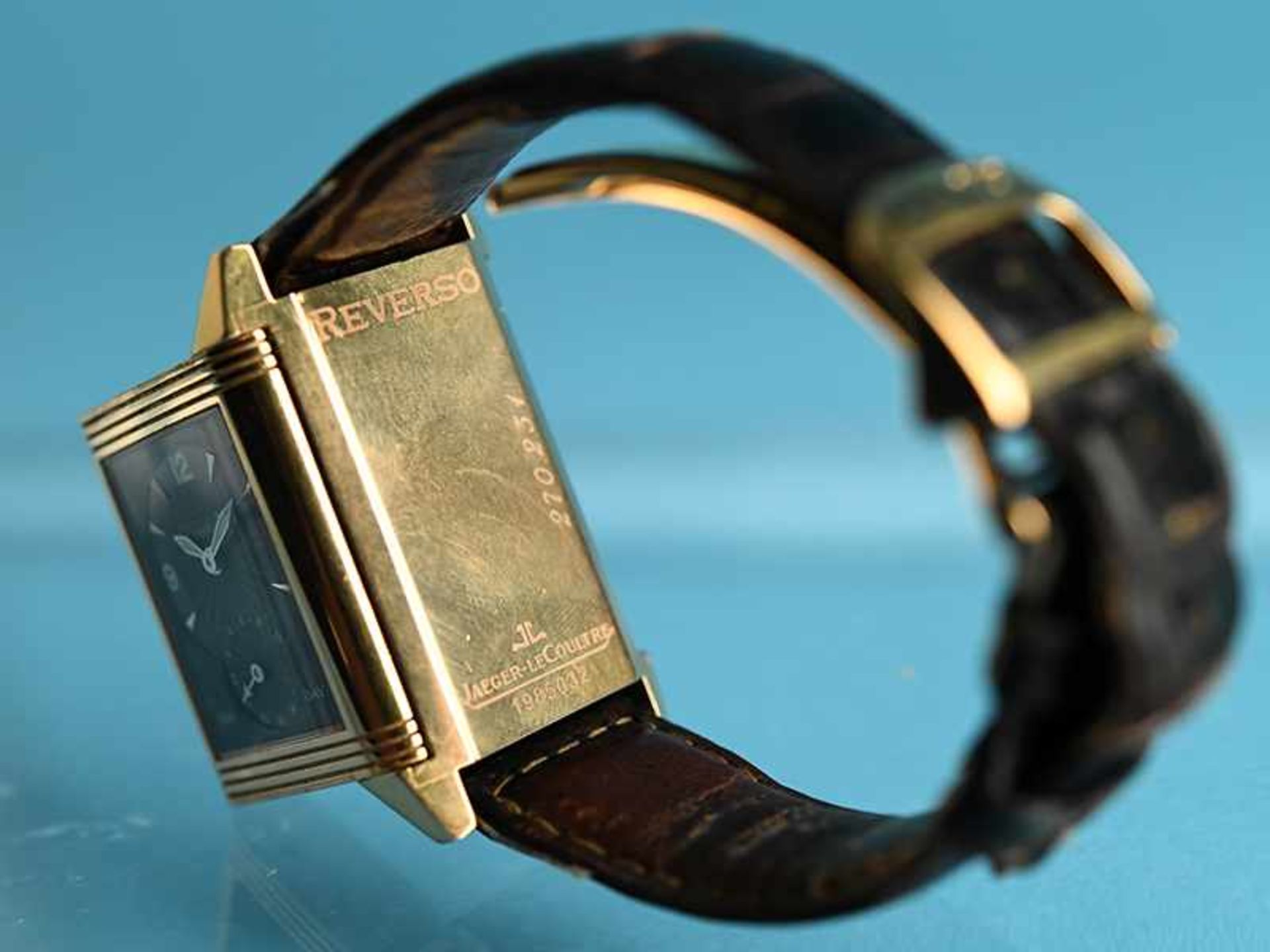 Herrenarmbanduhr, Jaeger-le Coultre, Modell Reverso Duoface in Gelbgold, 20./ 21. Jh. Gehäuse und - Bild 6 aus 14