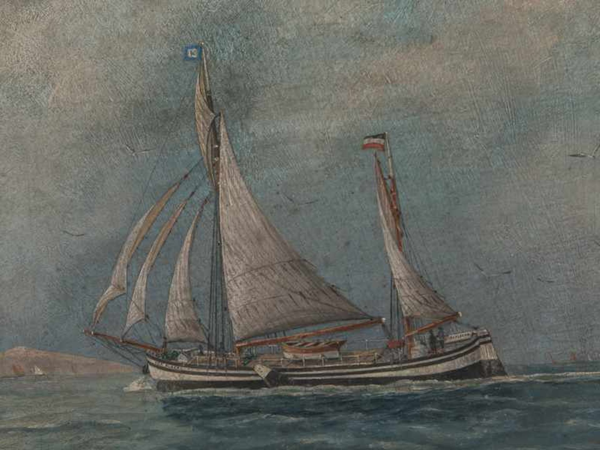 Hamburger Schiffs-/Marinemaler ("Sharpin"), Anf. 20. Jh. Öl auf Malkarton; "Kapitänsbild/ - Image 2 of 4