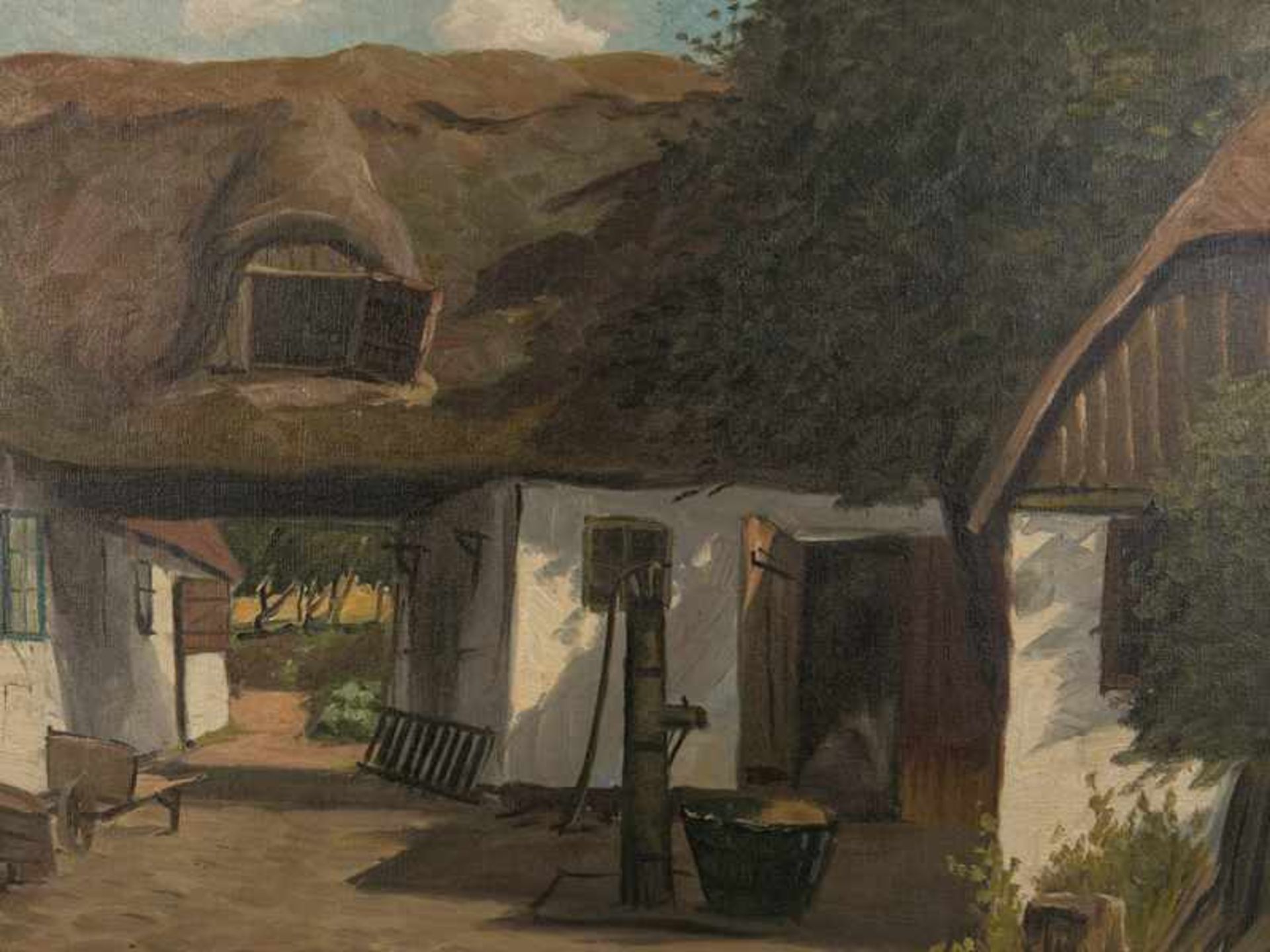 Jespersen, Viggo (1893 - ?), zugeschrieben. Öl auf Leinwand; "Hofmotiv eines dänischen - Image 2 of 4