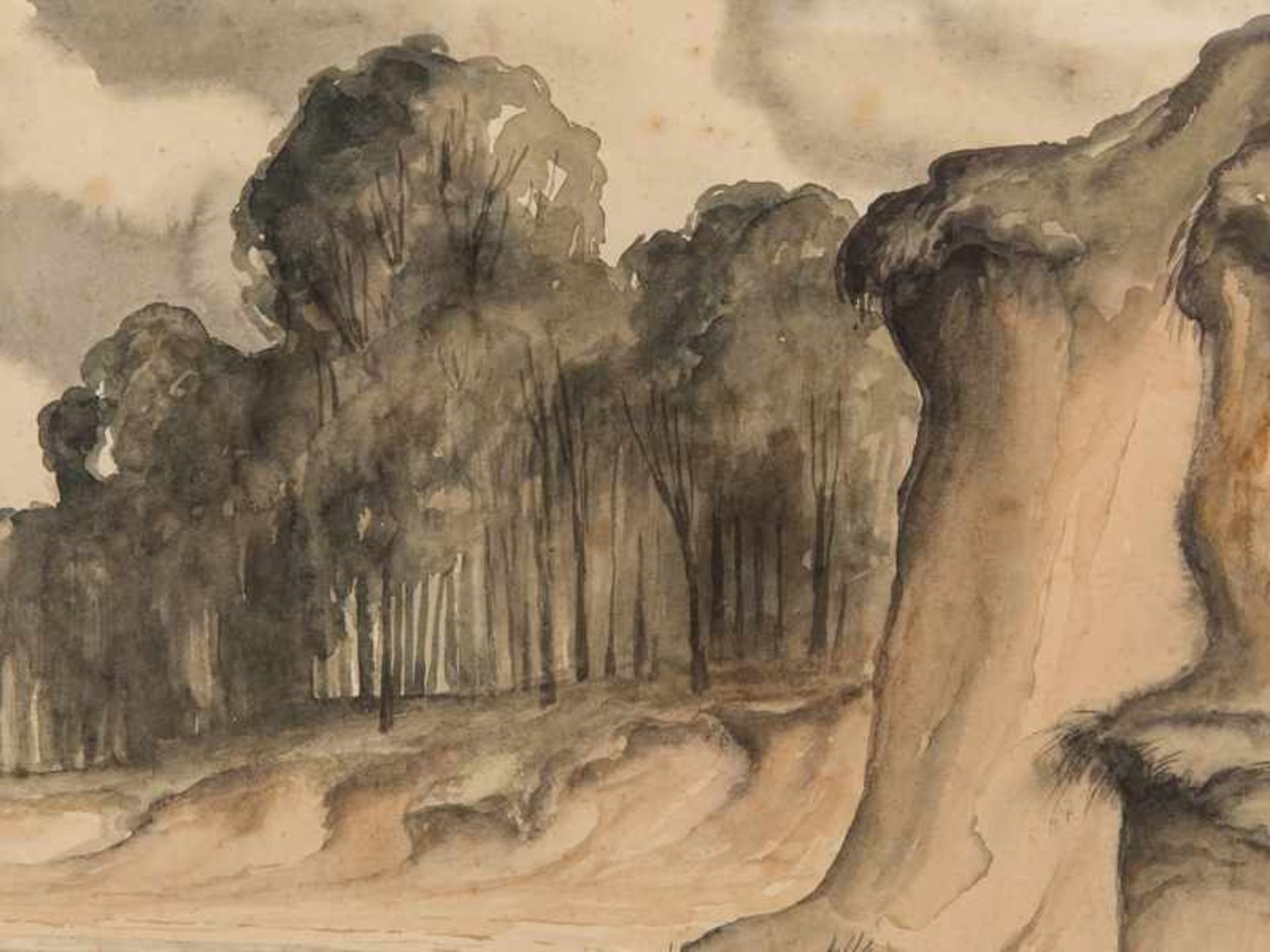 Laß, Jan (1890 - 1958). Aquarell; "Südküste Alsen", Ostsee-Steilküstenlandschaft der dänischen Insel - Bild 2 aus 5