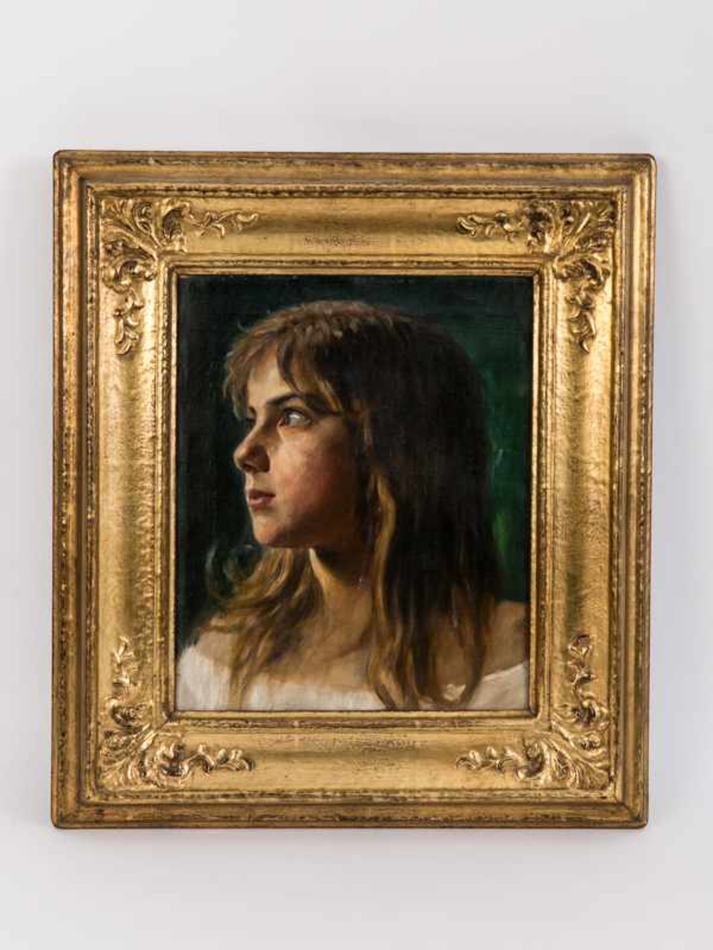Wachsmuth, Maximilian (1859 - 1912). Öl auf Leinwand; "Portrait eines Mädchens mit längeren Haaren
