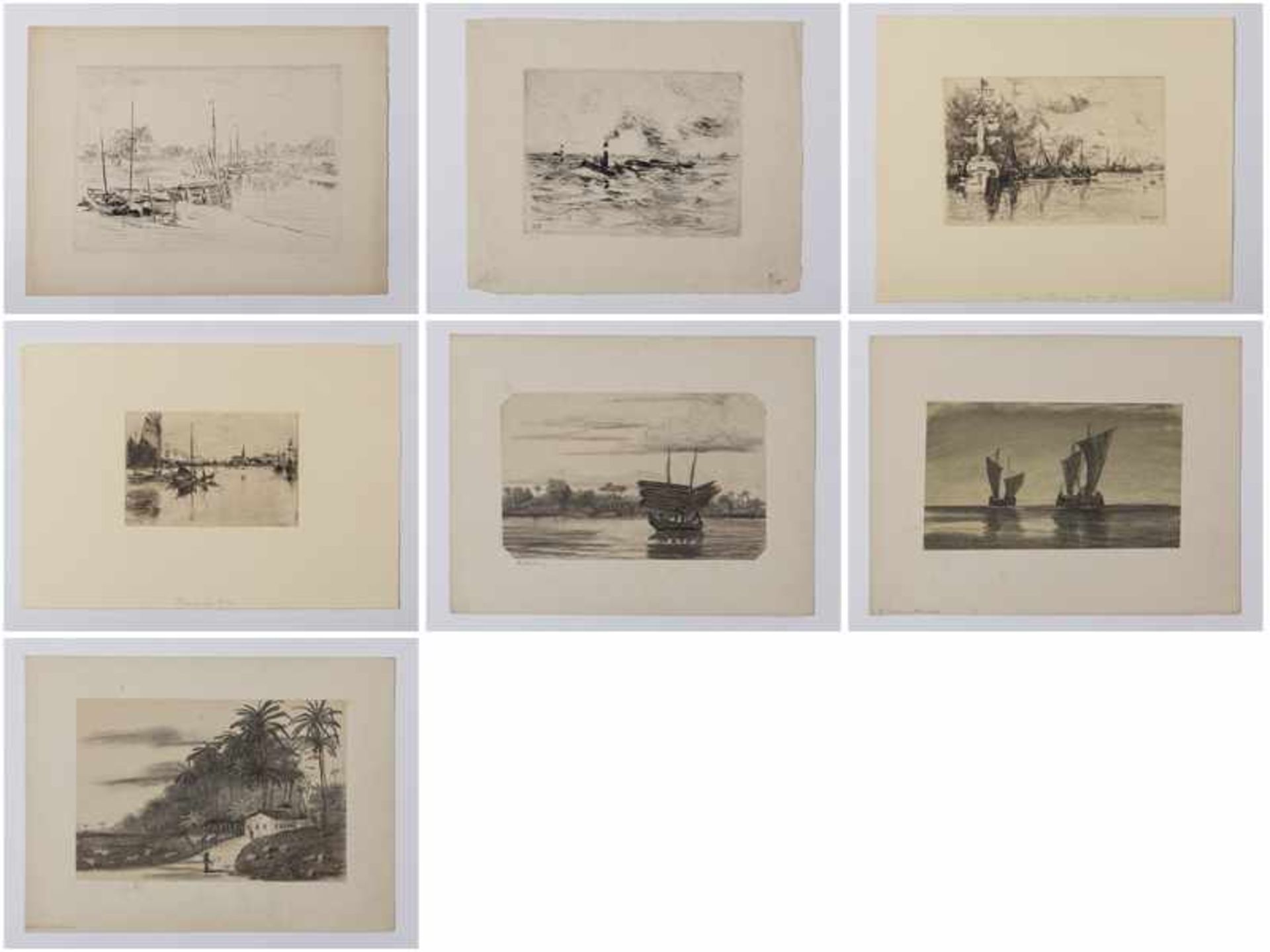 4 norddt. Künstler, 19./20. Jh. (H. Leitner, A. Eckener, H. Kaumann, F. Traulsen). 5 Zeichnungen + 5