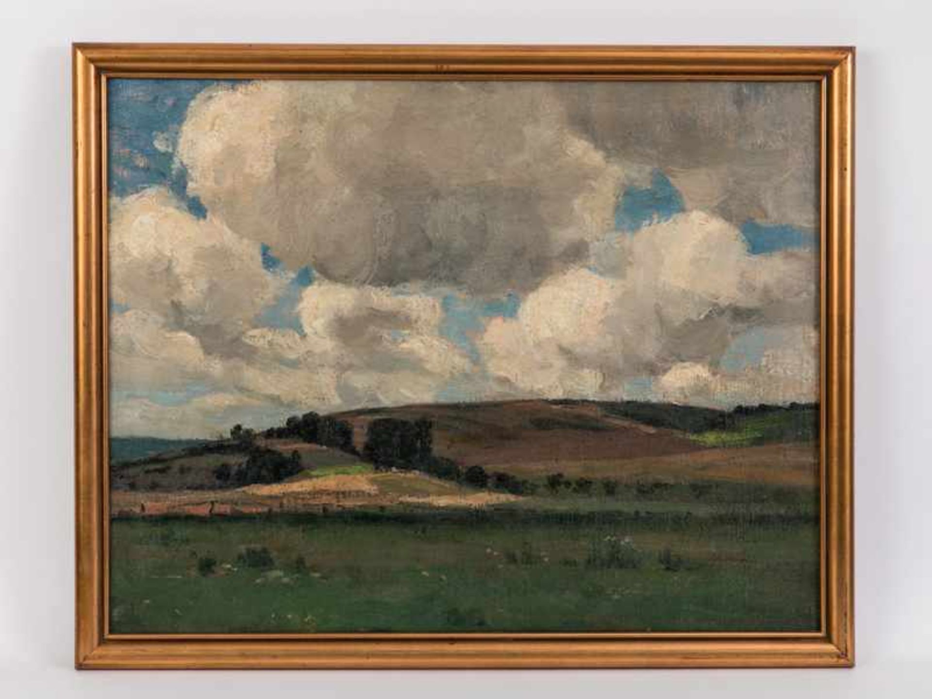 Crodel, Paul Eduard (1862 - 1928), Nachlaß. Öl auf Leinwand; "Lüneburger Heide", hügelige Heide-