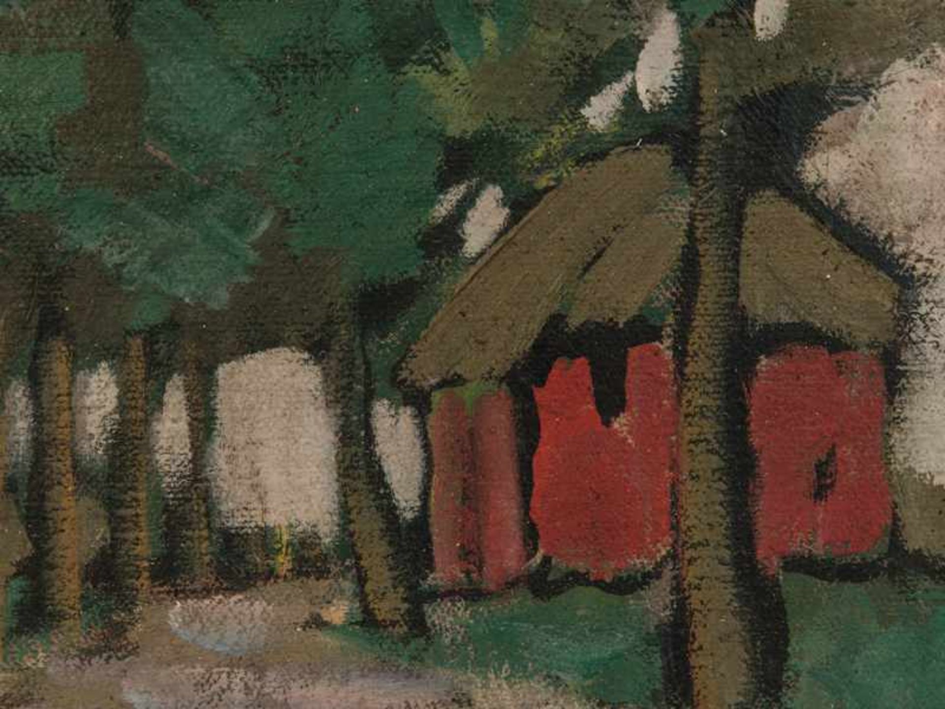 Behr, Harry (1907 - 1966). Öl auf Leinwand; "Dorfstraße mit Alleebäumen und flankierenden - Bild 2 aus 4