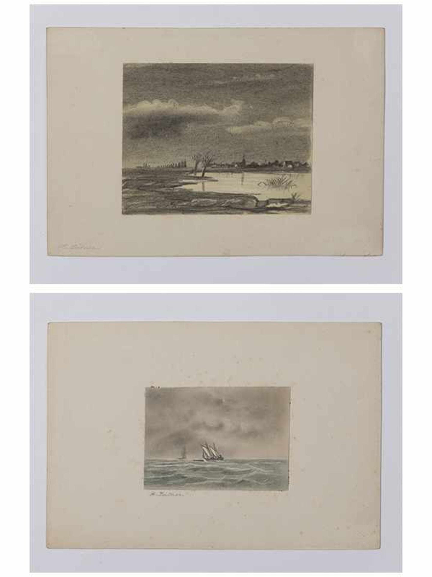 4 norddt. Künstler, 19./20. Jh. (H. Leitner, A. Eckener, H. Kaumann, F. Traulsen). 5 Zeichnungen + 5 - Image 2 of 11