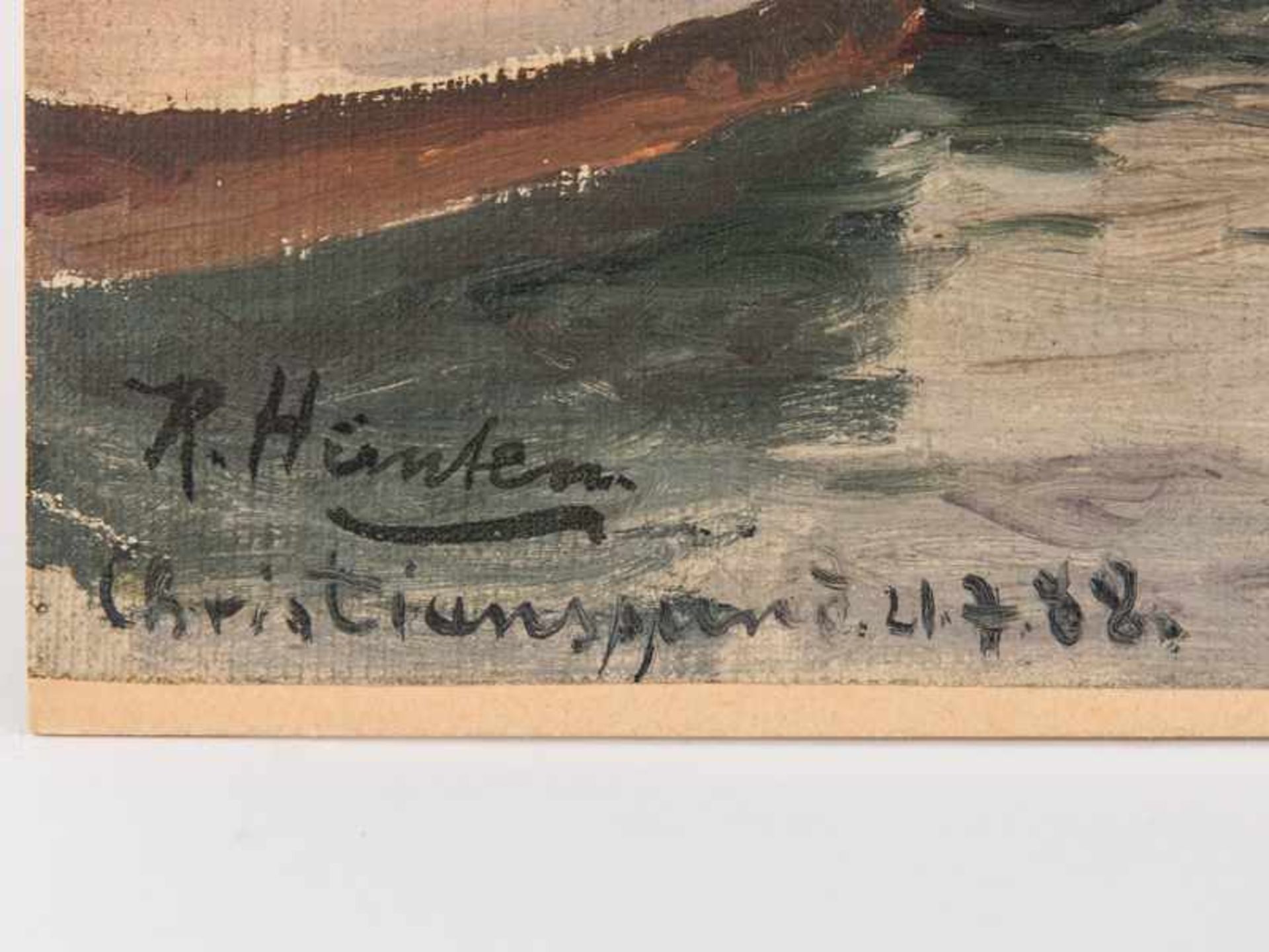 Hünten, Richard (1867 - 1952). Öl auf Leinwand (später doubliert auf Karton); "Christianssund ( - Bild 3 aus 4