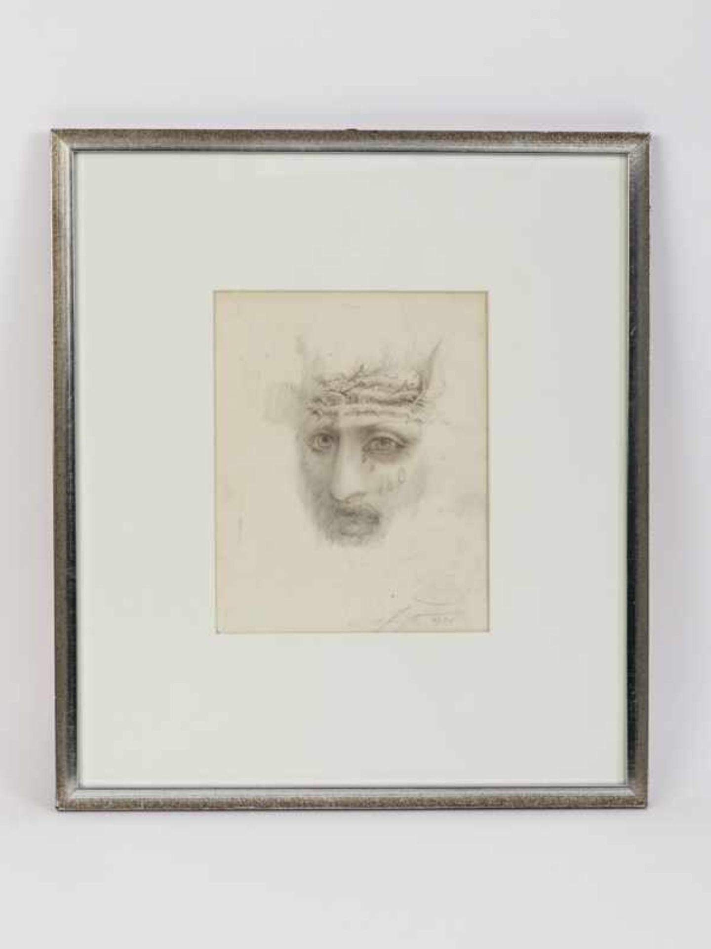 Ernst Fuchs (1930 - 2015) Zeichnung auf Papier; "Gesichtsstudie des weinenden Christus mit