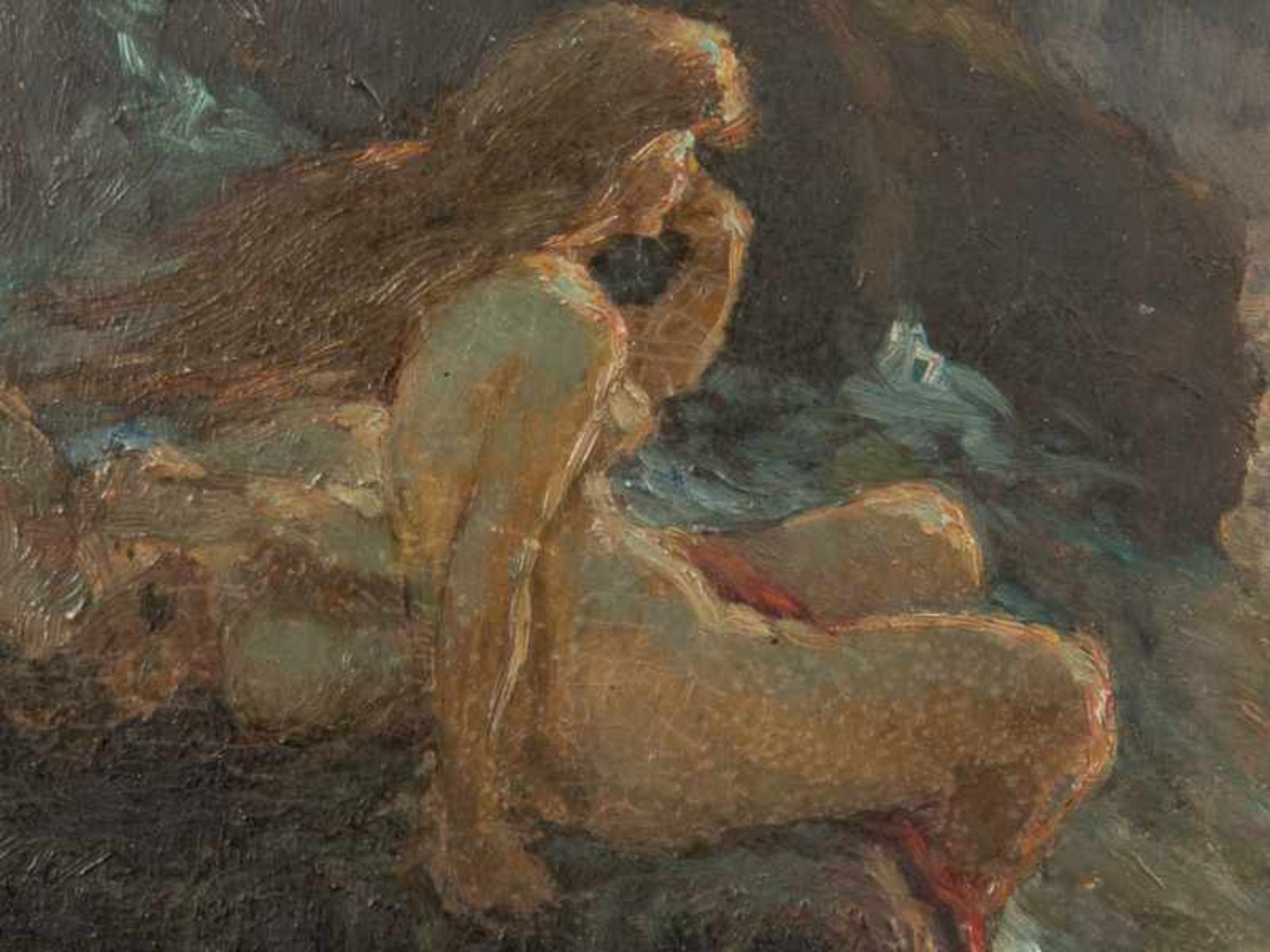 Wachsmuth, Maximilian (1859 - 1912). Öl auf Karton; Paar Skizzen "Weibliche Akte am Meer bzw. in der - Bild 2 aus 5