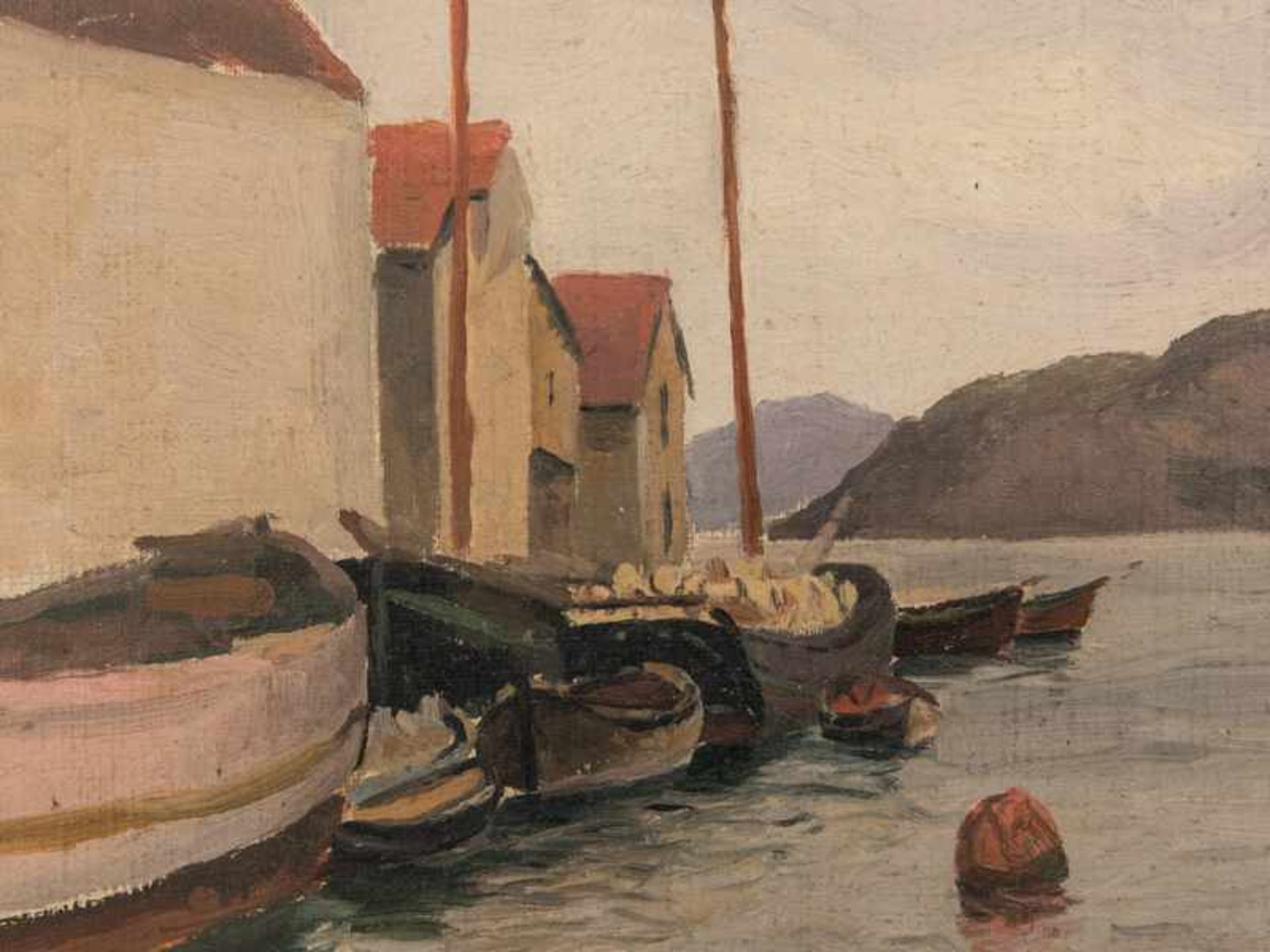 Hünten, Richard (1867 - 1952). Öl auf Leinwand (später doubliert auf Karton); "Christianssund ( - Bild 2 aus 4