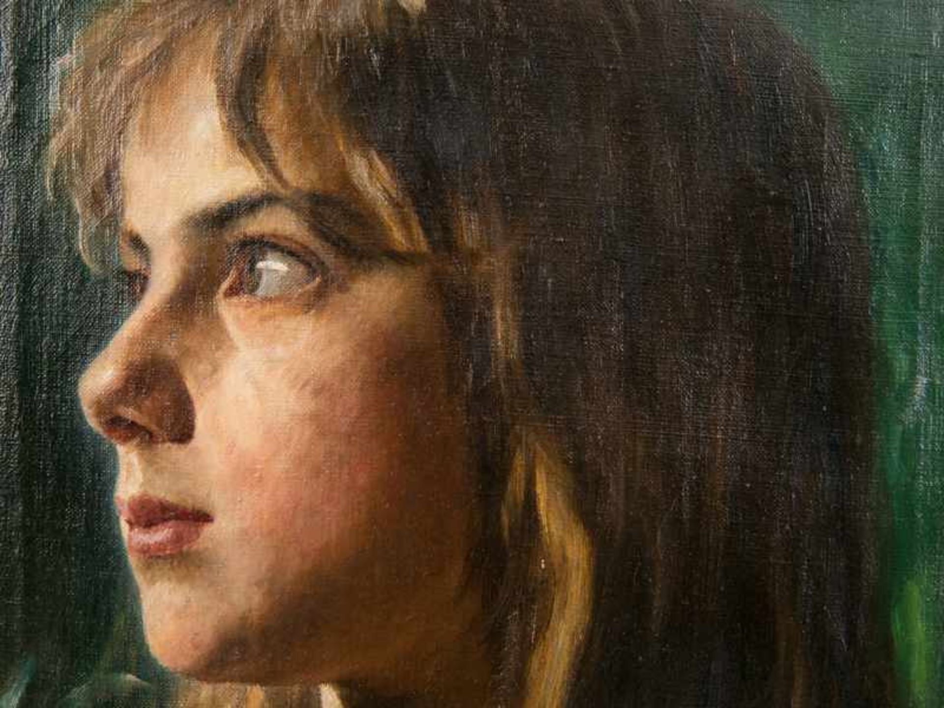 Wachsmuth, Maximilian (1859 - 1912). Öl auf Leinwand; "Portrait eines Mädchens mit längeren Haaren - Image 2 of 4