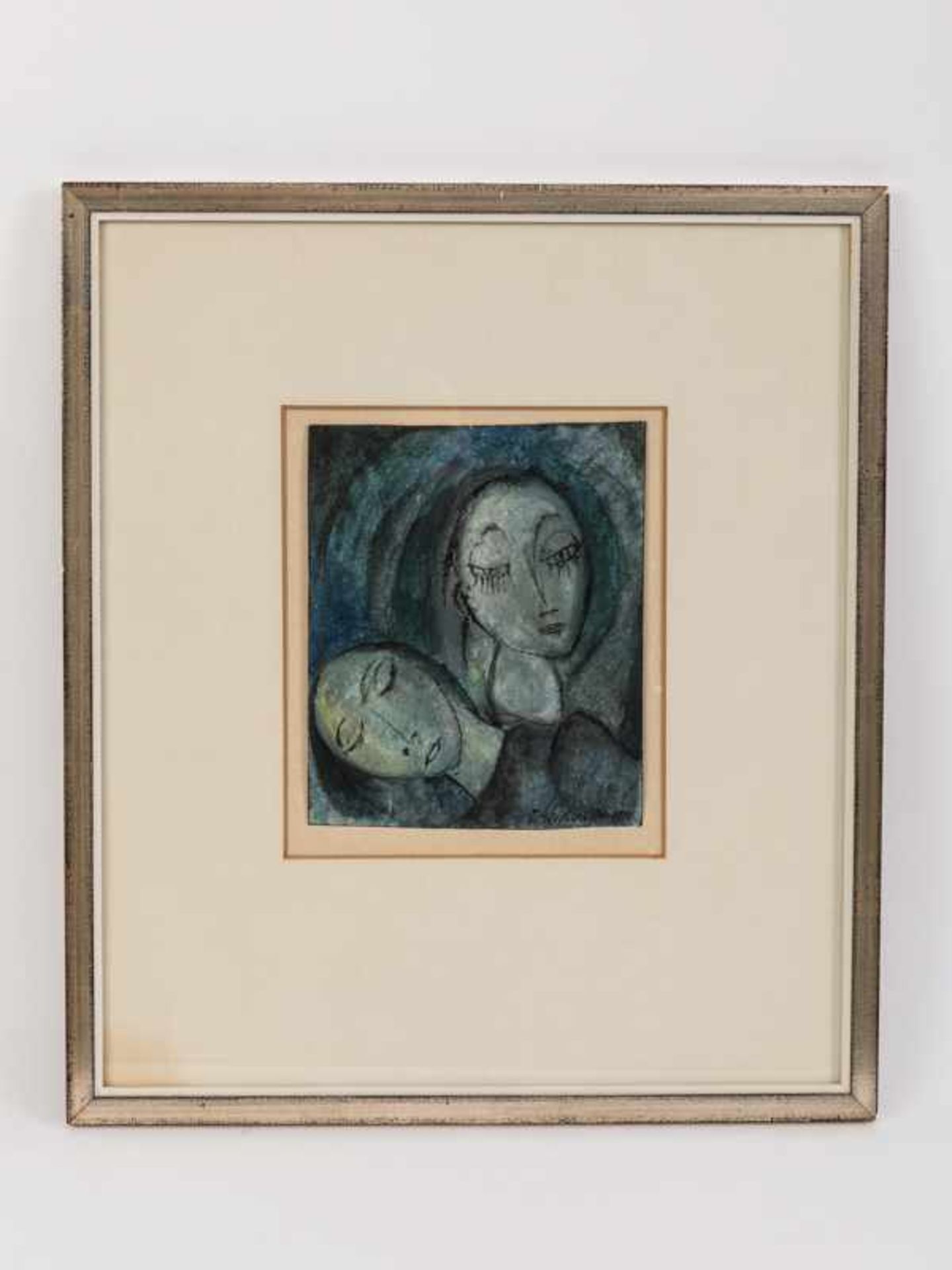 Otto Gleichmann (1887 - 1963) Mischtechnik (Aquarell, Tinte, Feder); Portrait "2 Damen"; signiert