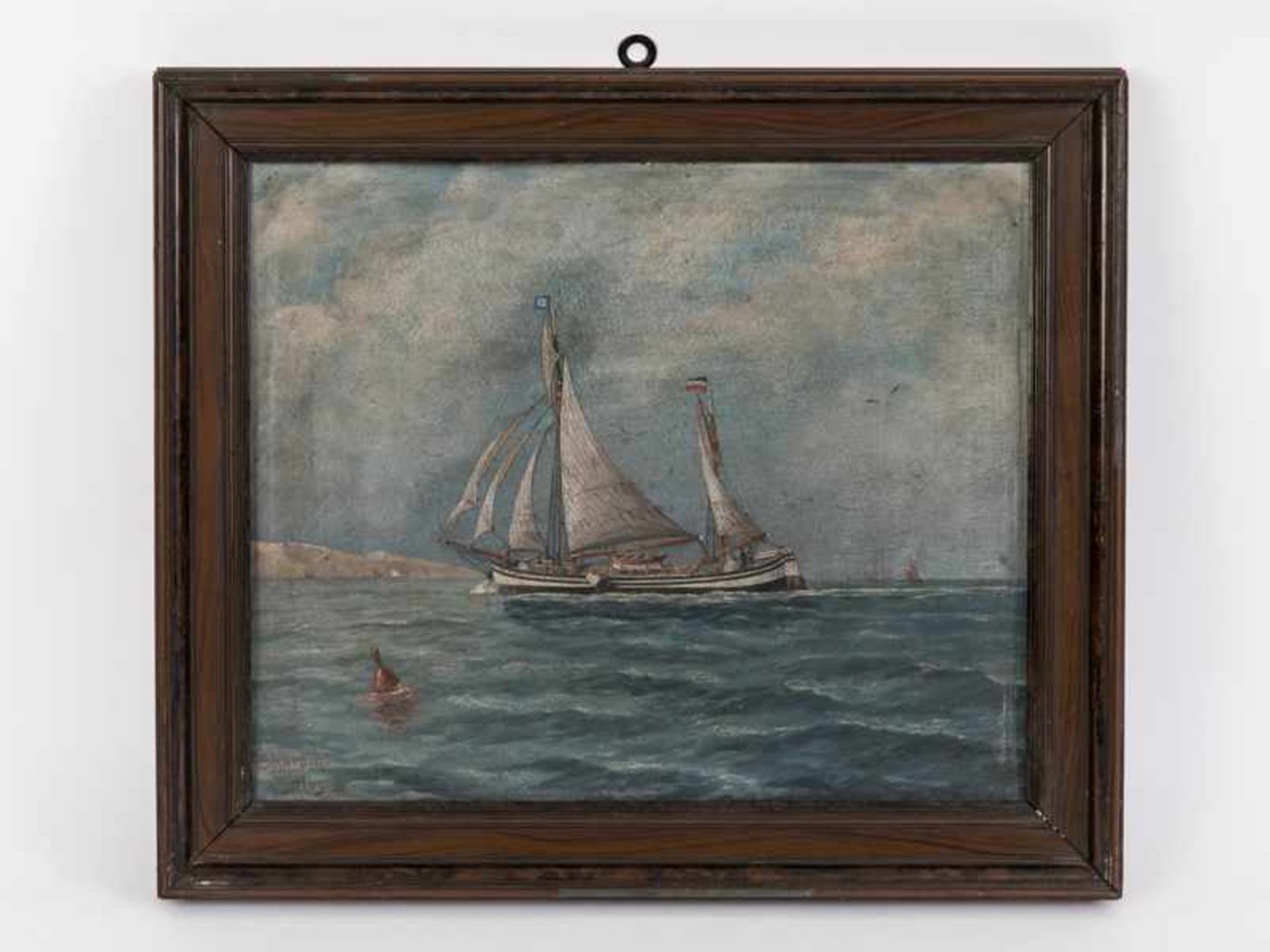 Hamburger Schiffs-/Marinemaler ("Sharpin"), Anf. 20. Jh. Öl auf Malkarton; "Kapitänsbild/
