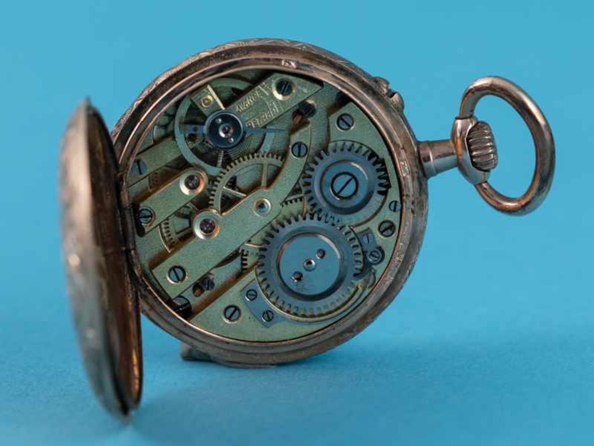 Damentaschenuhr, um 1900 585/- Roségold. Staubdeckel und Krone, Doublé. Gesamtgewicht ca. 18,6 g. - Image 7 of 7