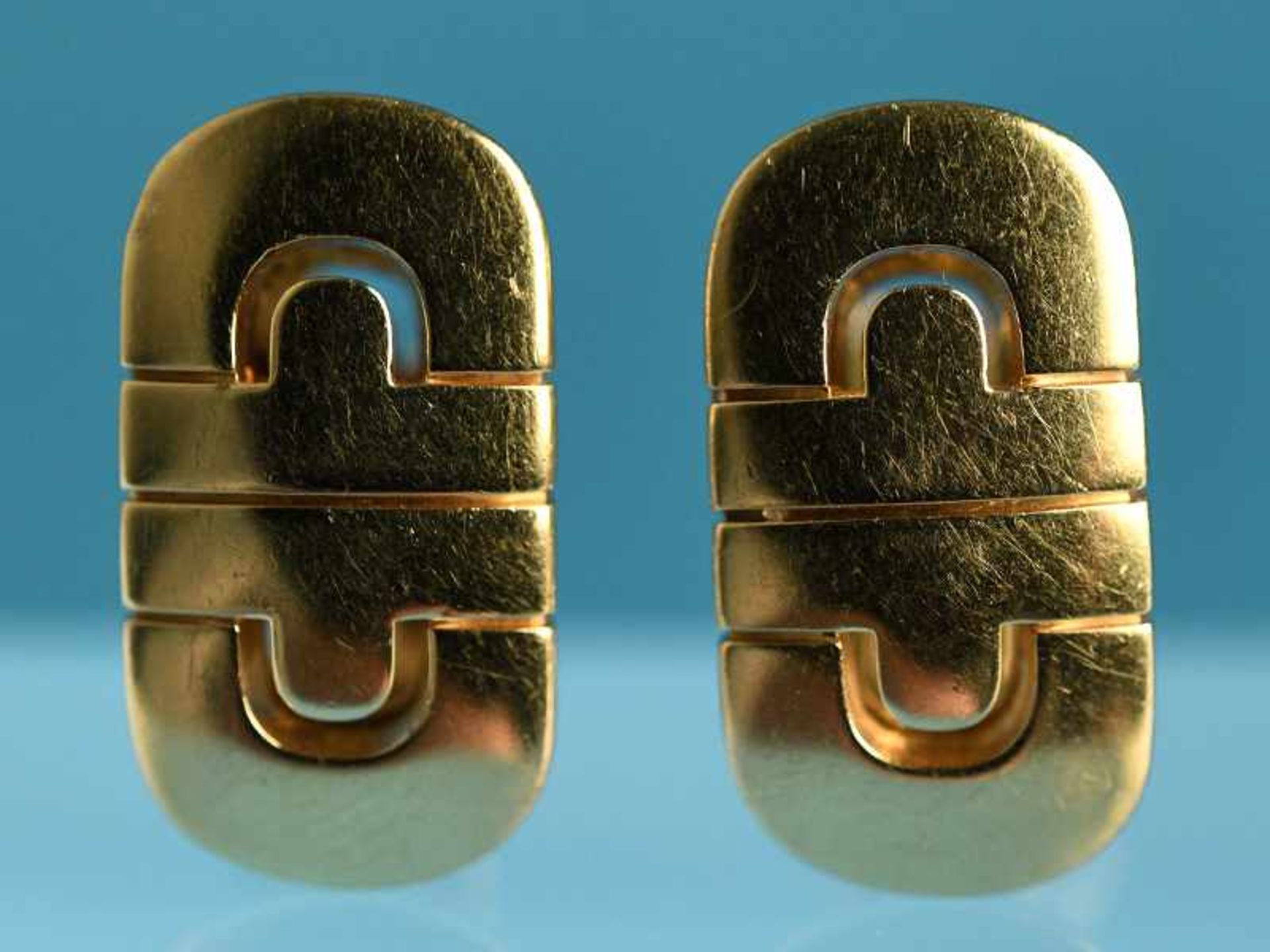 Paar Ohrclips, Modell "Parentesi", Bulgari, Italien, 20. Jh. 750/- Gelbgold. Gesamtgewicht ca. 13,