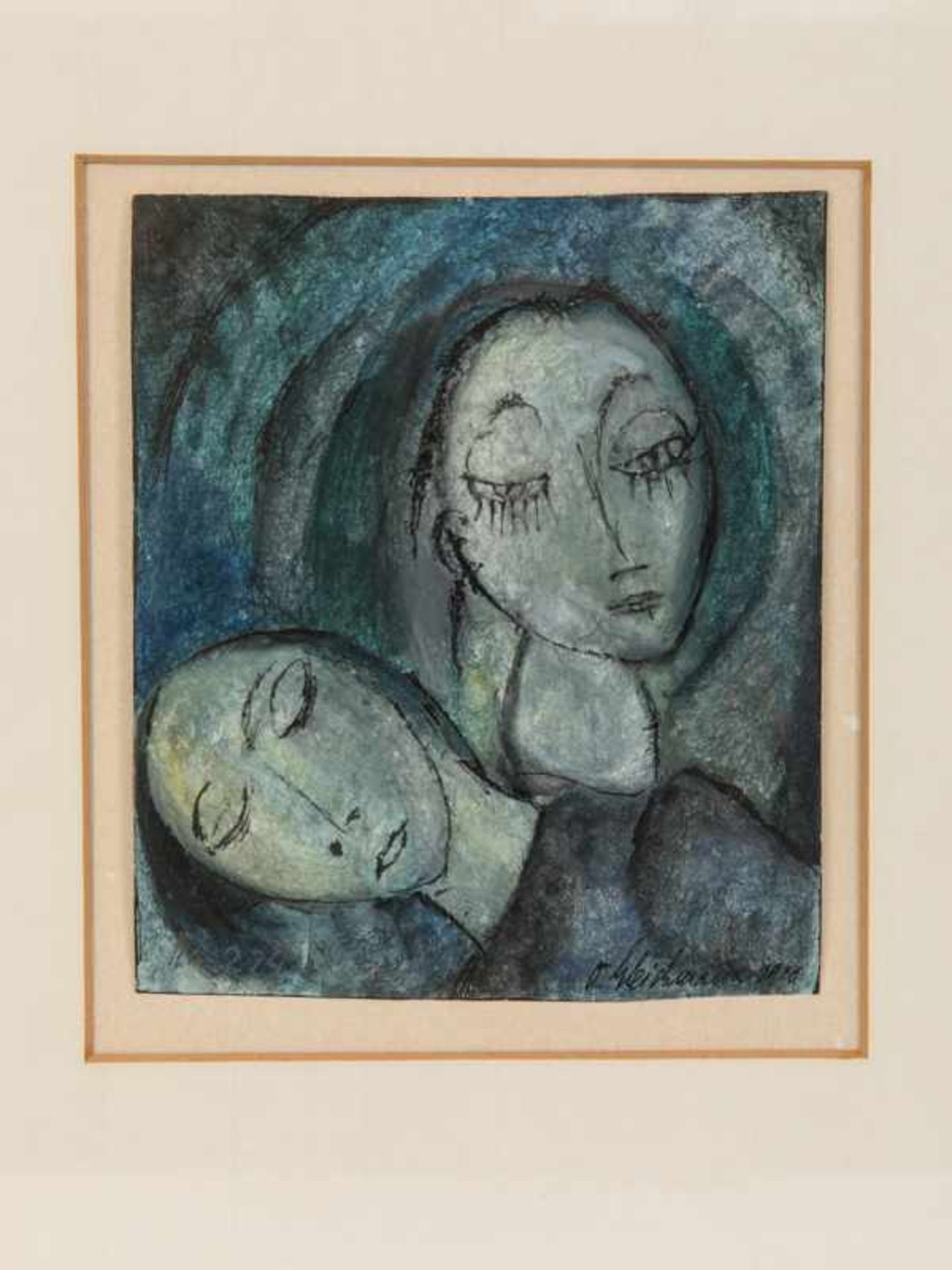 Otto Gleichmann (1887 - 1963) Mischtechnik (Aquarell, Tinte, Feder); Portrait "2 Damen"; signiert - Bild 2 aus 5