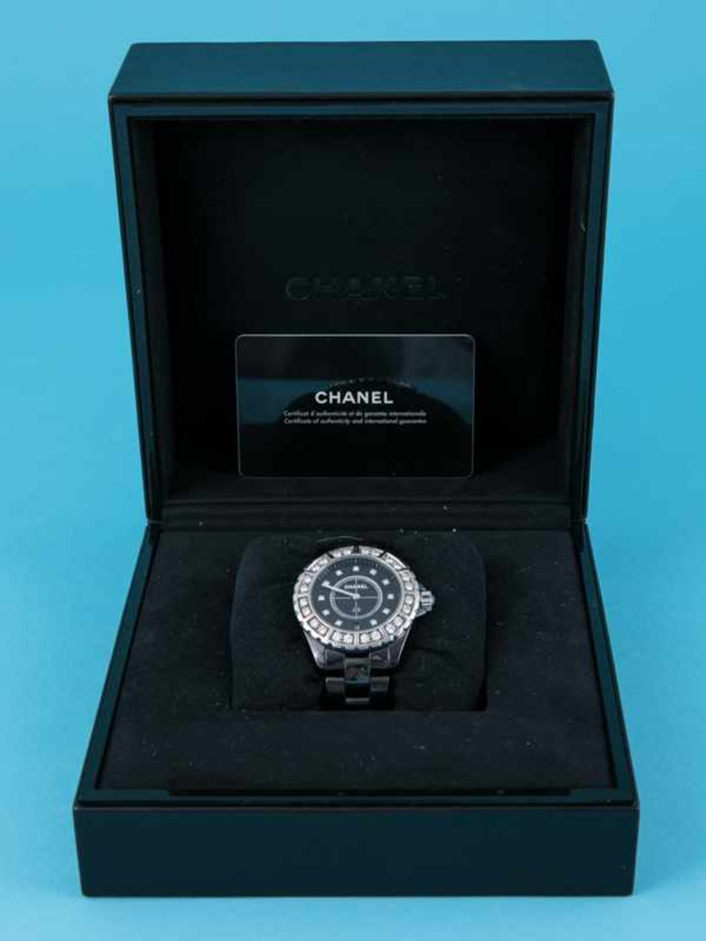 CHANEL-Armbanduhr, J12, schwarze Keramik mit Brillanten, zusammrn ca. 0,48 ct, Frankreich, Paris, - Bild 2 aus 5
