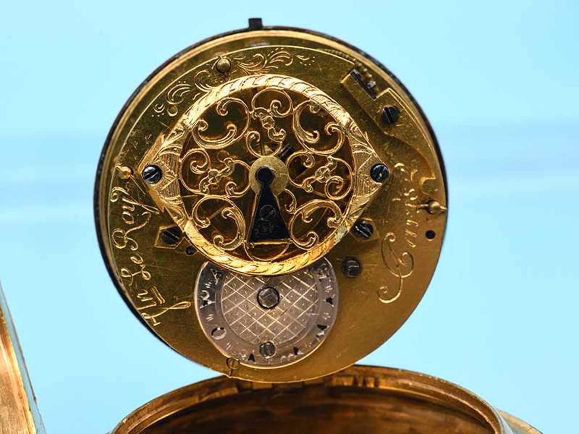 Antike seltene Spindeltaschenuhr, bezeichnet "Jul. Le Roy", Paris, um 1760. Spindeltaschenuhr mit - Bild 5 aus 11