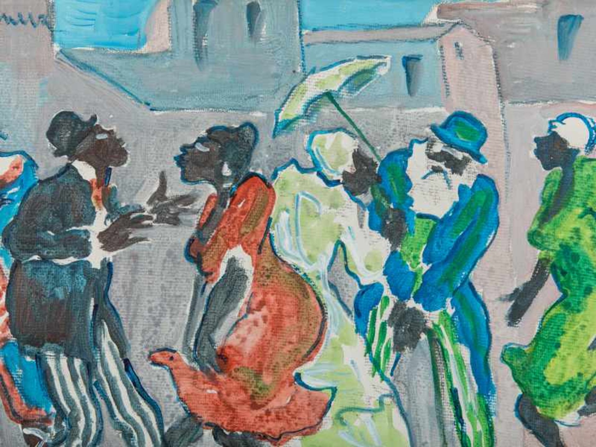 Vernazza, Eduardo (1910 - 1991); 1980er Jahre. Öl auf Karton "Candombe", typische farbenfrohe - Bild 2 aus 6