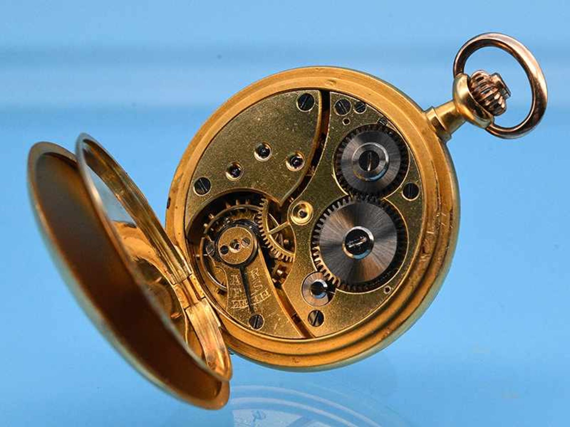 Damensavonette mit 2 kleinen Diamantrosen, bezeichnet "Alto Watch", um 1915 750/- Gelbgold. - Bild 3 aus 9