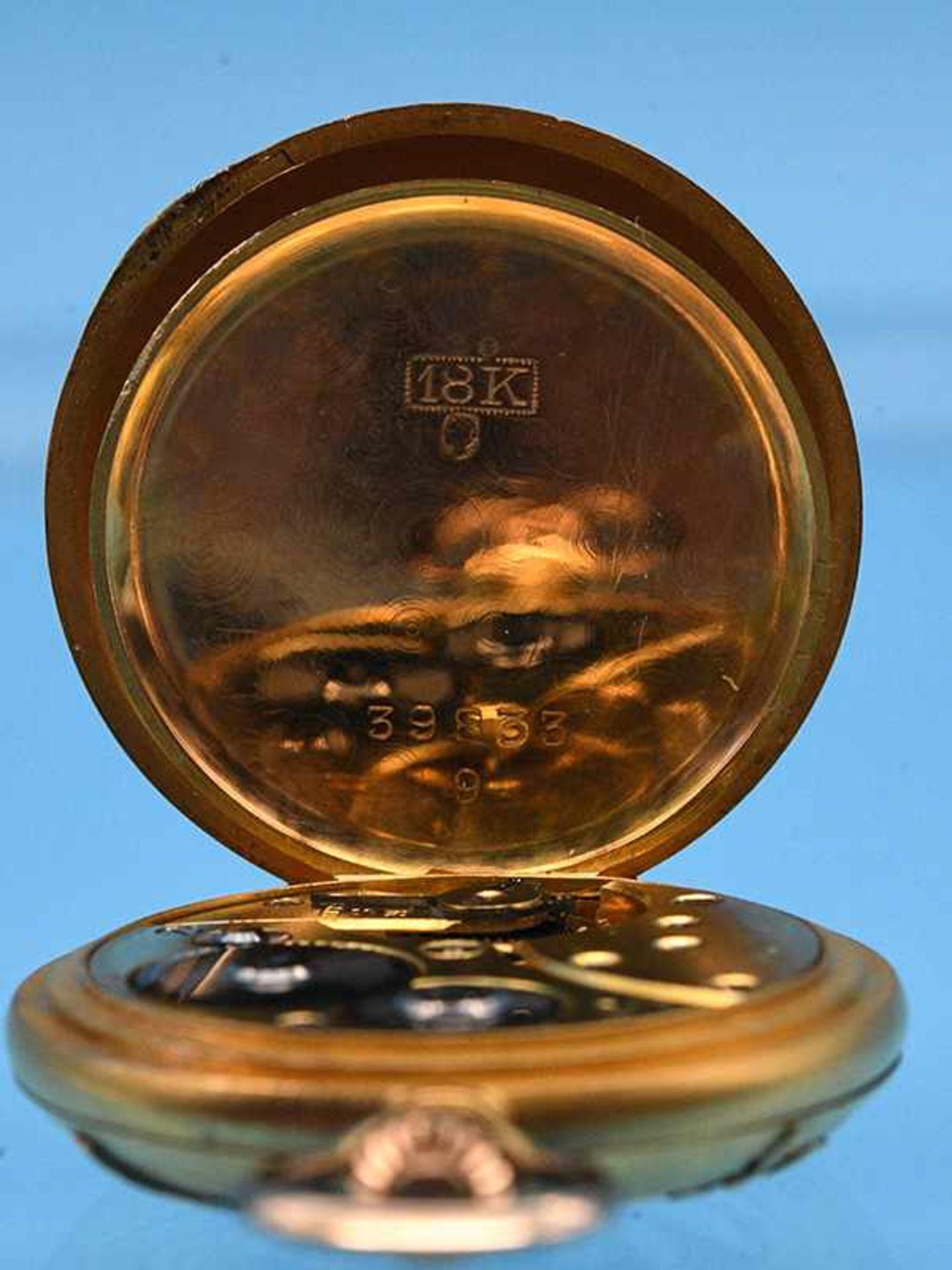 Damensavonette mit 2 kleinen Diamantrosen, bezeichnet "Alto Watch", um 1915 750/- Gelbgold. - Bild 4 aus 9