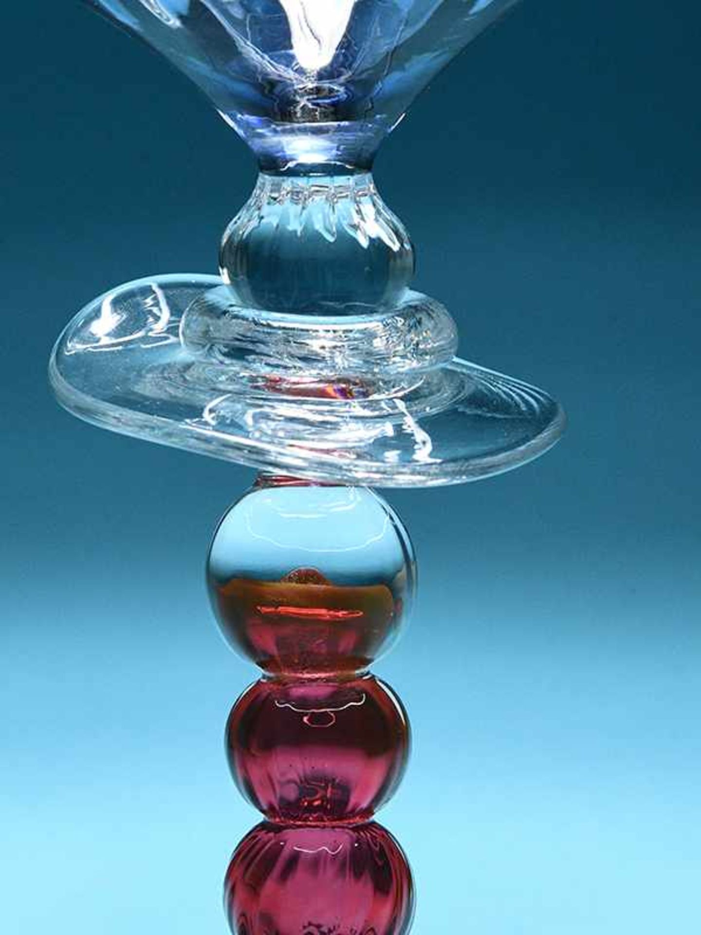 Studioglas Unikat, Pierre Marion (*1954), Frankreich, 1992 Handgearbeitetes Glas mit blauer Kuppa - Bild 3 aus 7