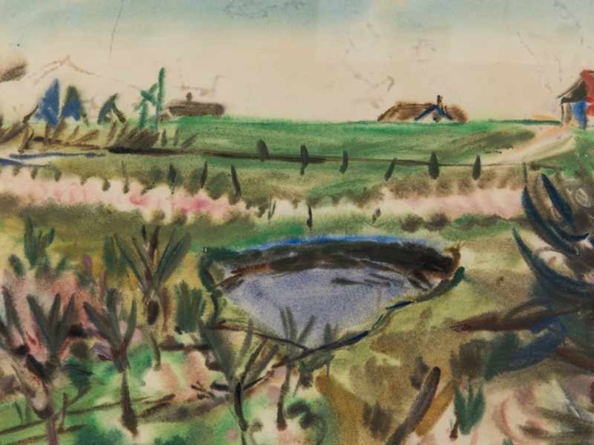 Gotsch, Friedrich Karl (1900 - 1984). Aquarell auf Papier, "Nordfriesische Landschaft mit - Image 2 of 4
