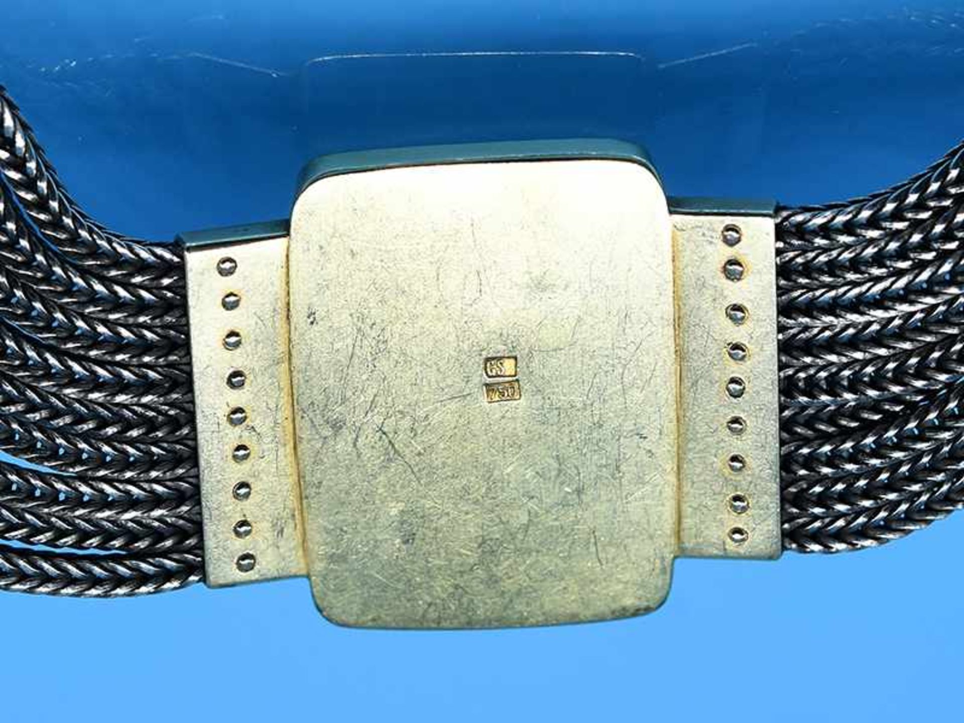 Armband mit Opal-Matrix, Goldschmiede Schleede, Hamburg, 21. JH. 750/- Gelb- und Weißgold. - Bild 5 aus 5