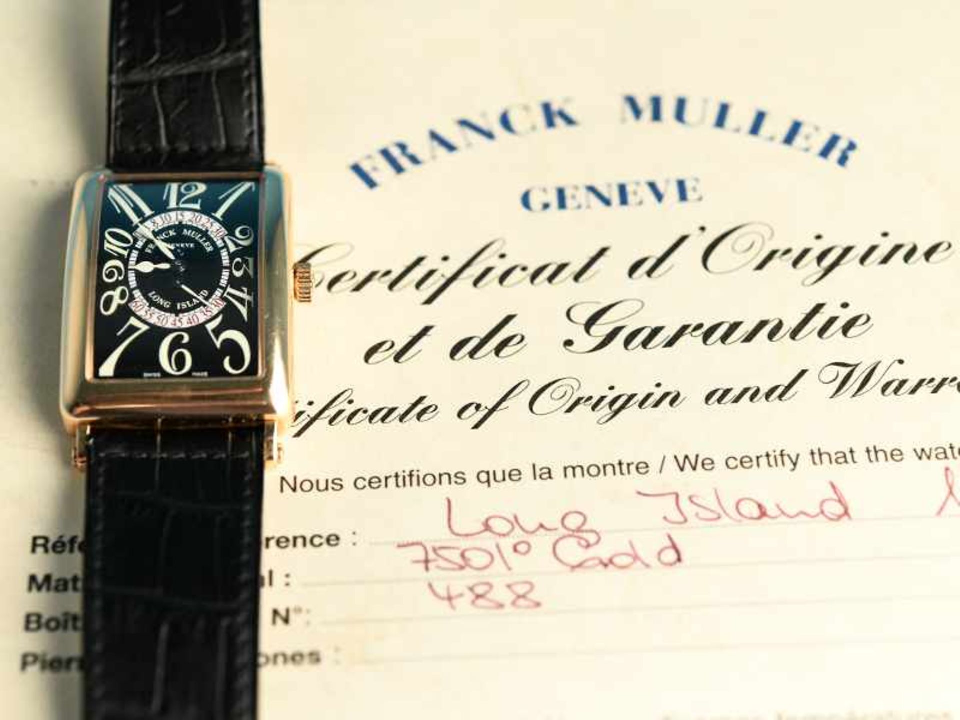 Seltene Herrenarmbanduhr, Chronograph, Franck Muller "Long Island, No. 488", Geneve, Zertifikat/ - Bild 9 aus 12