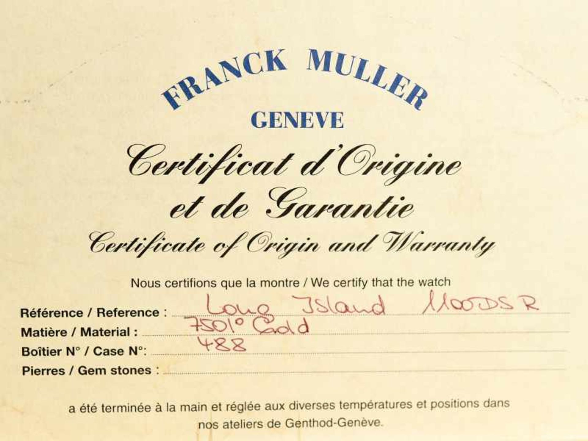 Seltene Herrenarmbanduhr, Chronograph, Franck Muller "Long Island, No. 488", Geneve, Zertifikat/ - Bild 5 aus 12